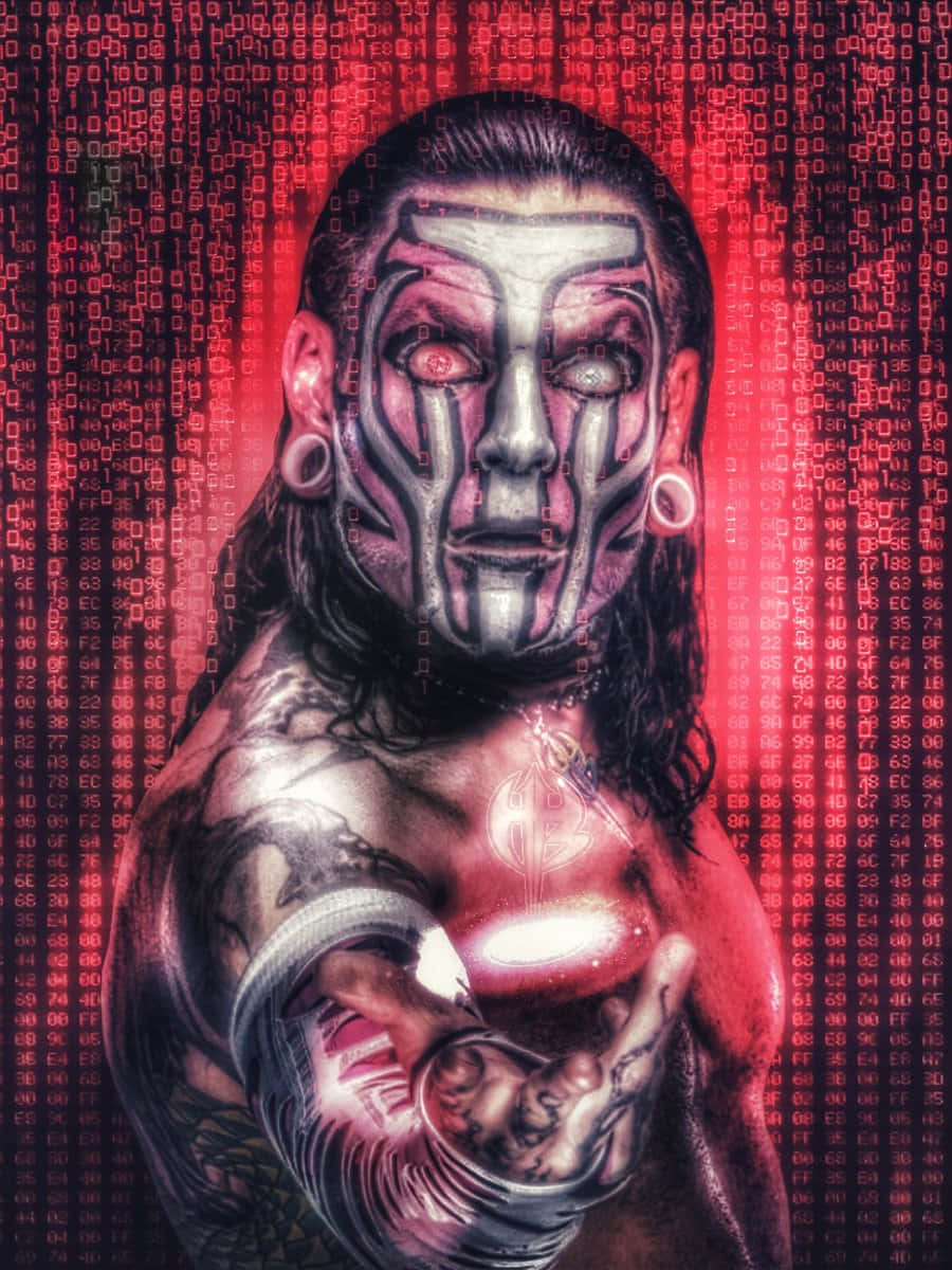 Jeff Hardy Poster With Neon Red Binary Codes