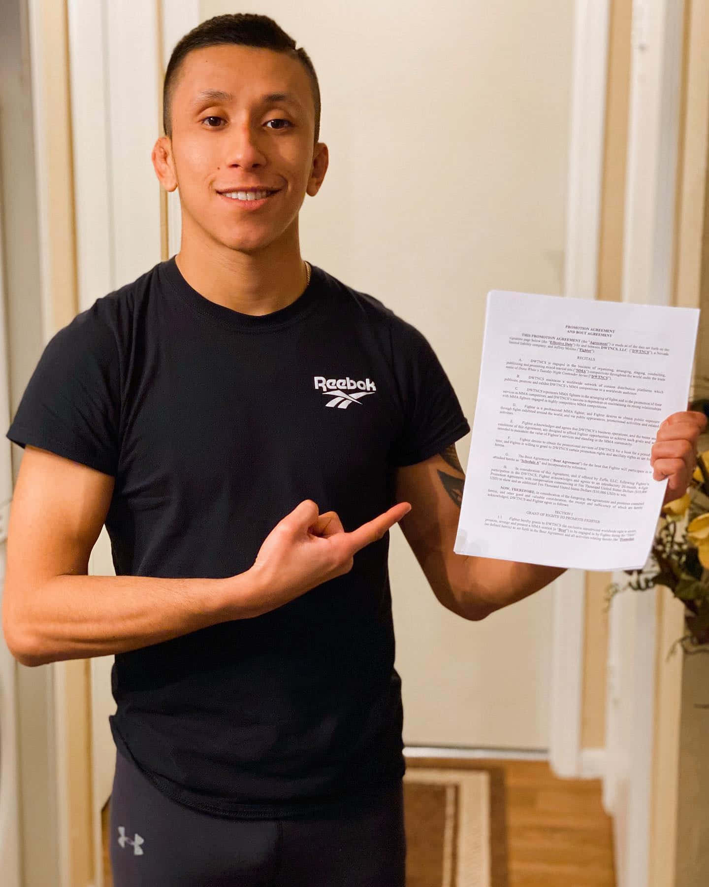 Jeff Molina Signing A Contract At Ufc Event Background