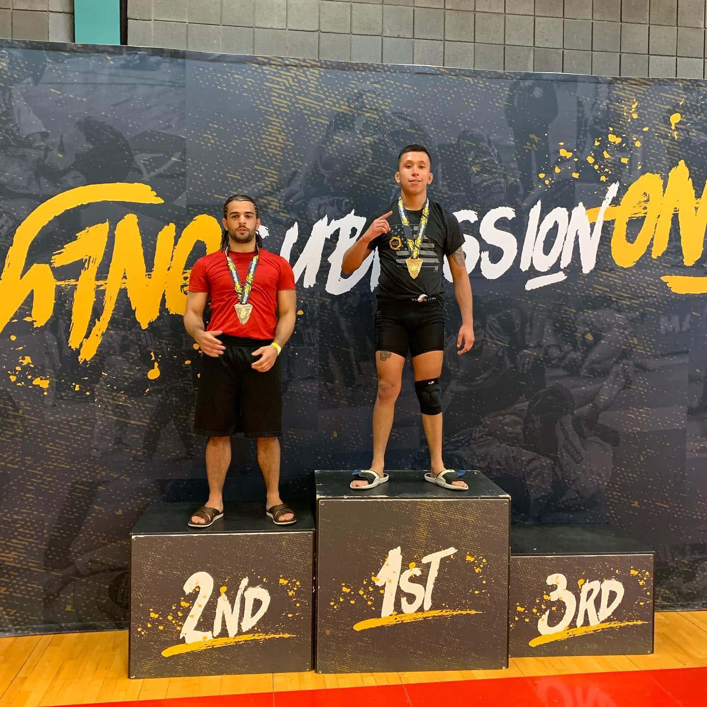 Jeff Molina Triumphantly Standing On The First-place Podium Background