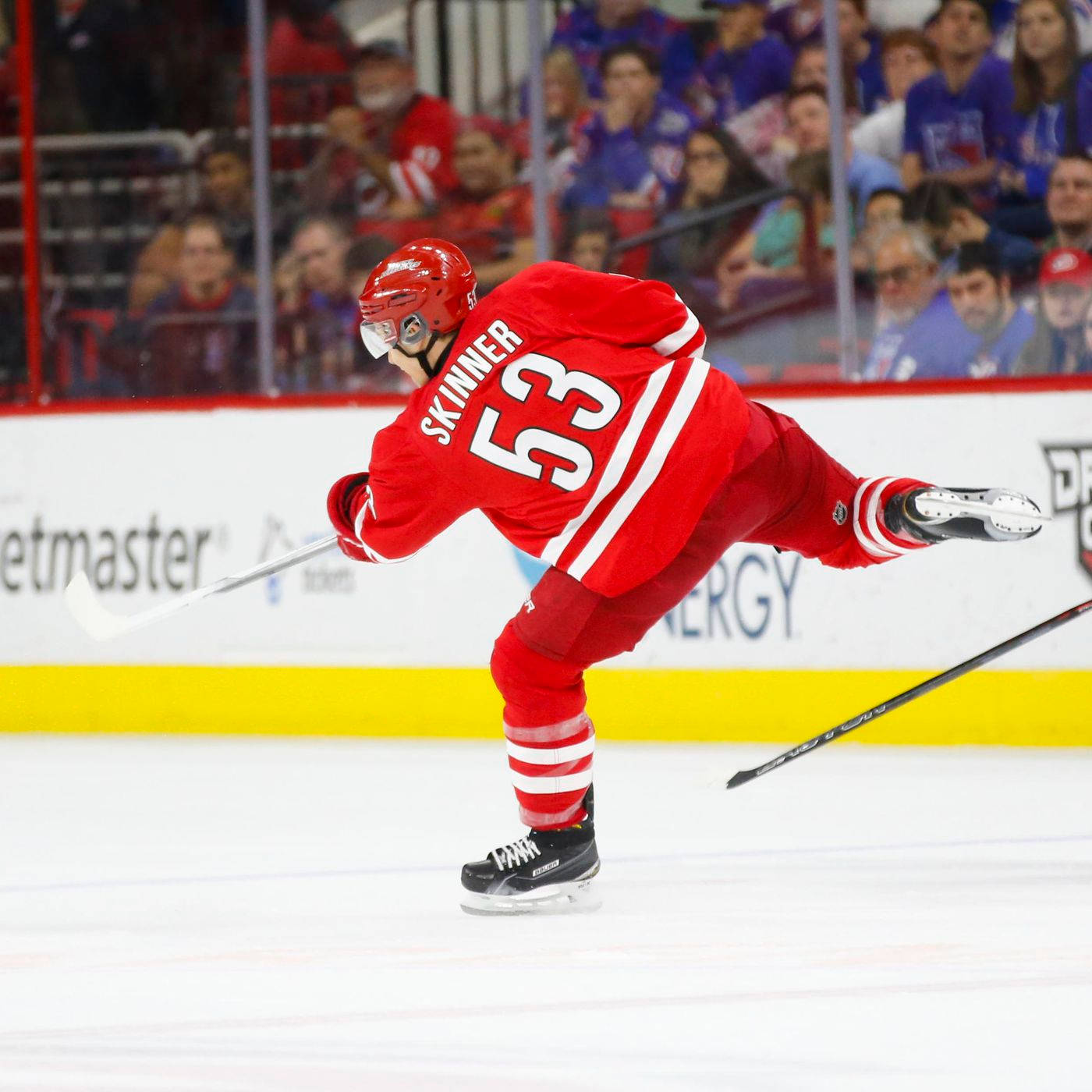 Jeff Skinner In Action During The Carolina Hurricanes 2017-2018 Season Background