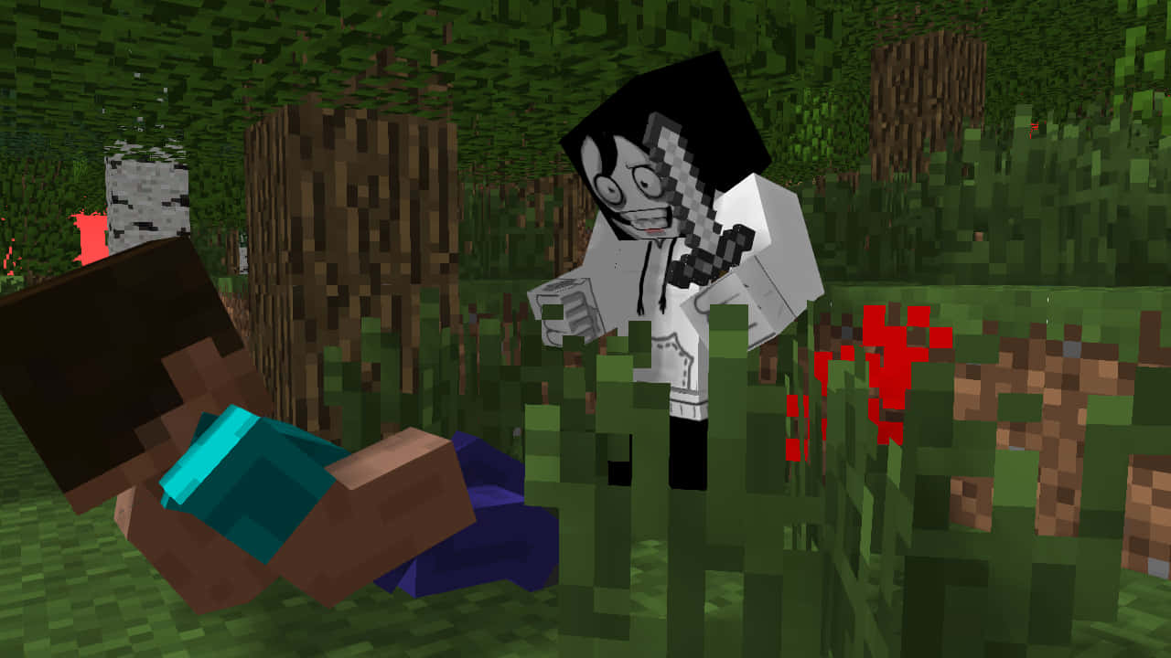 Jeff The Killer Holding A Bloody Kitchen Knife Background
