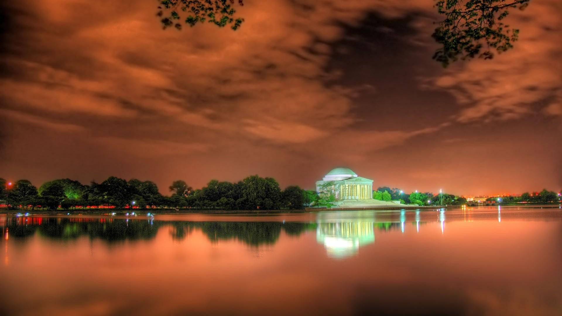 Jefferson Memorial Dark Orange Sky