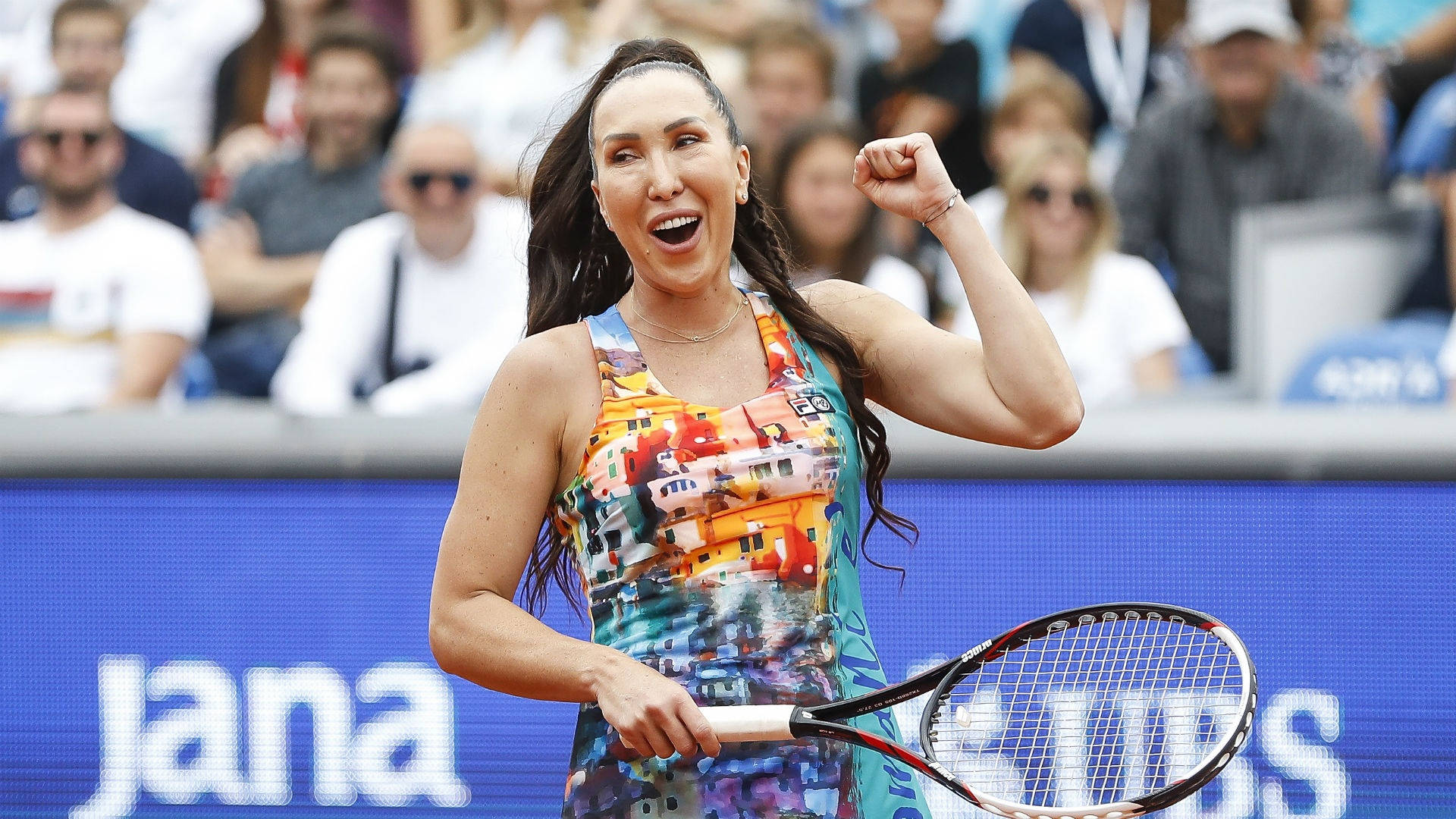 Jelena Jankovic Celebrating With A Jubilant Fist Pump