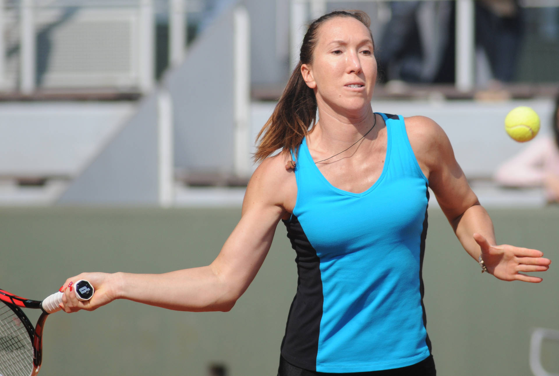 Jelena Jankovic Executes A Forehand Stroke During A Tennis Match