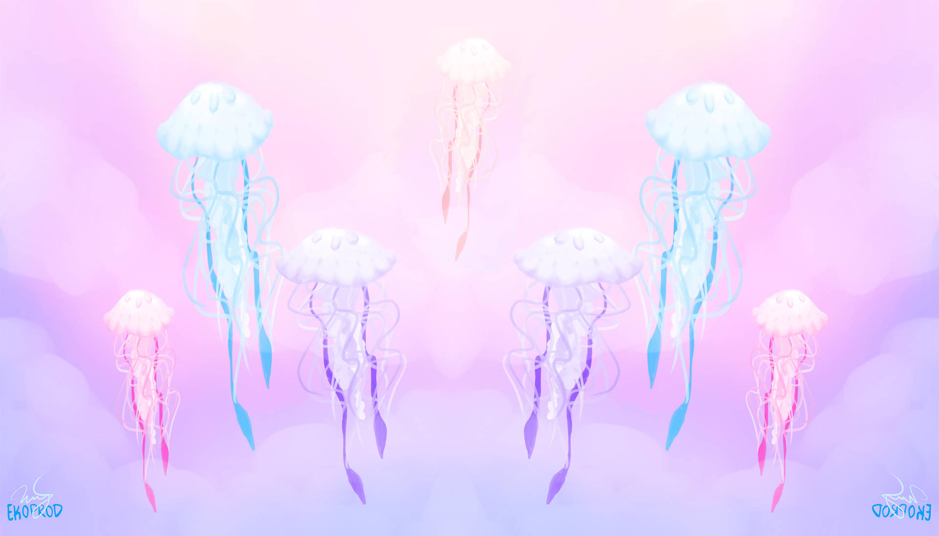 Jellyfish In Pastel Gore Art Background