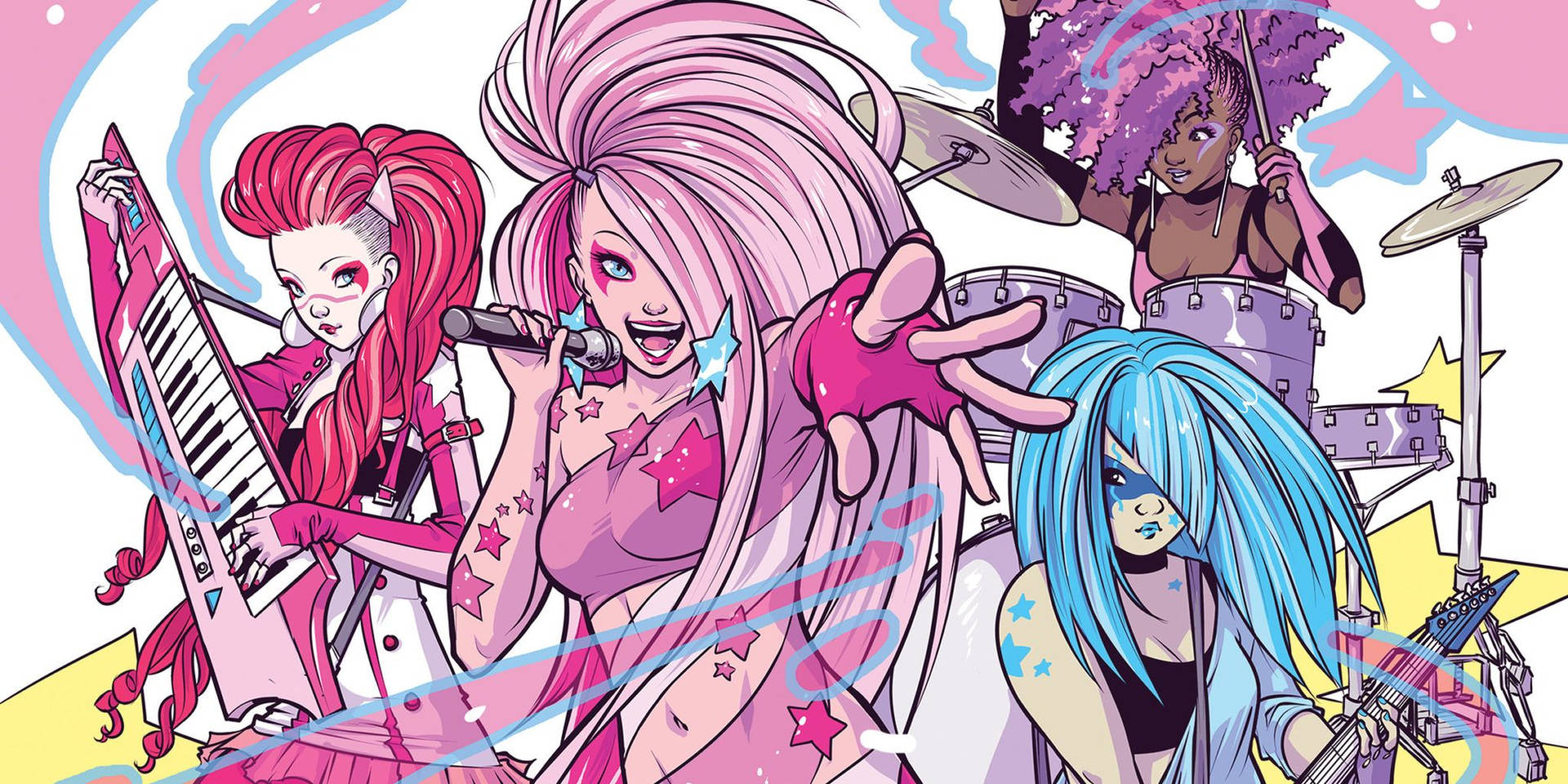 Jem Band With Musical Instruments Background