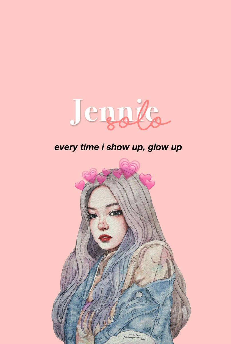 Jennie From Blackpink Anime Style Drawing Background