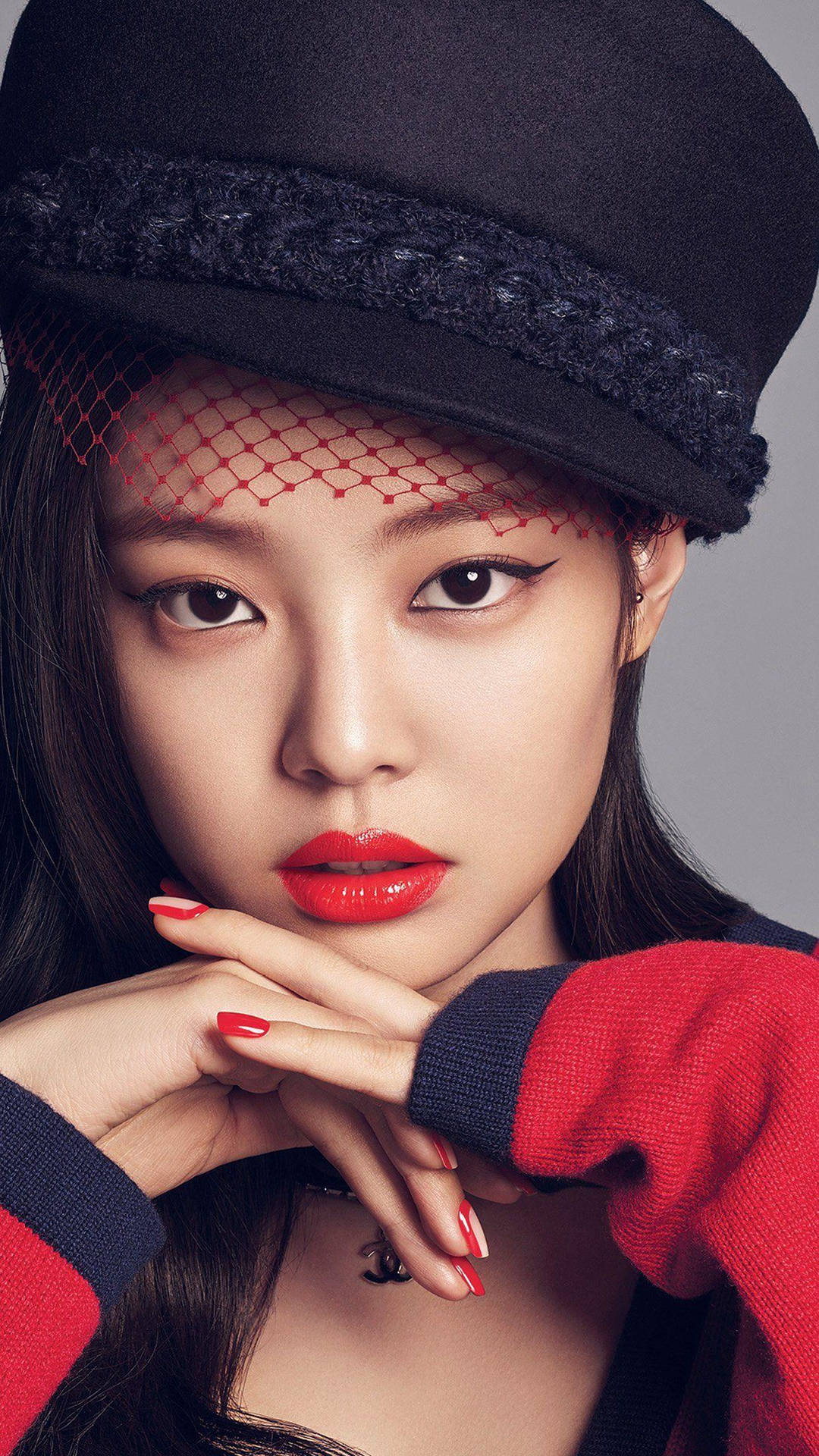 Jennie In Red Coat Background