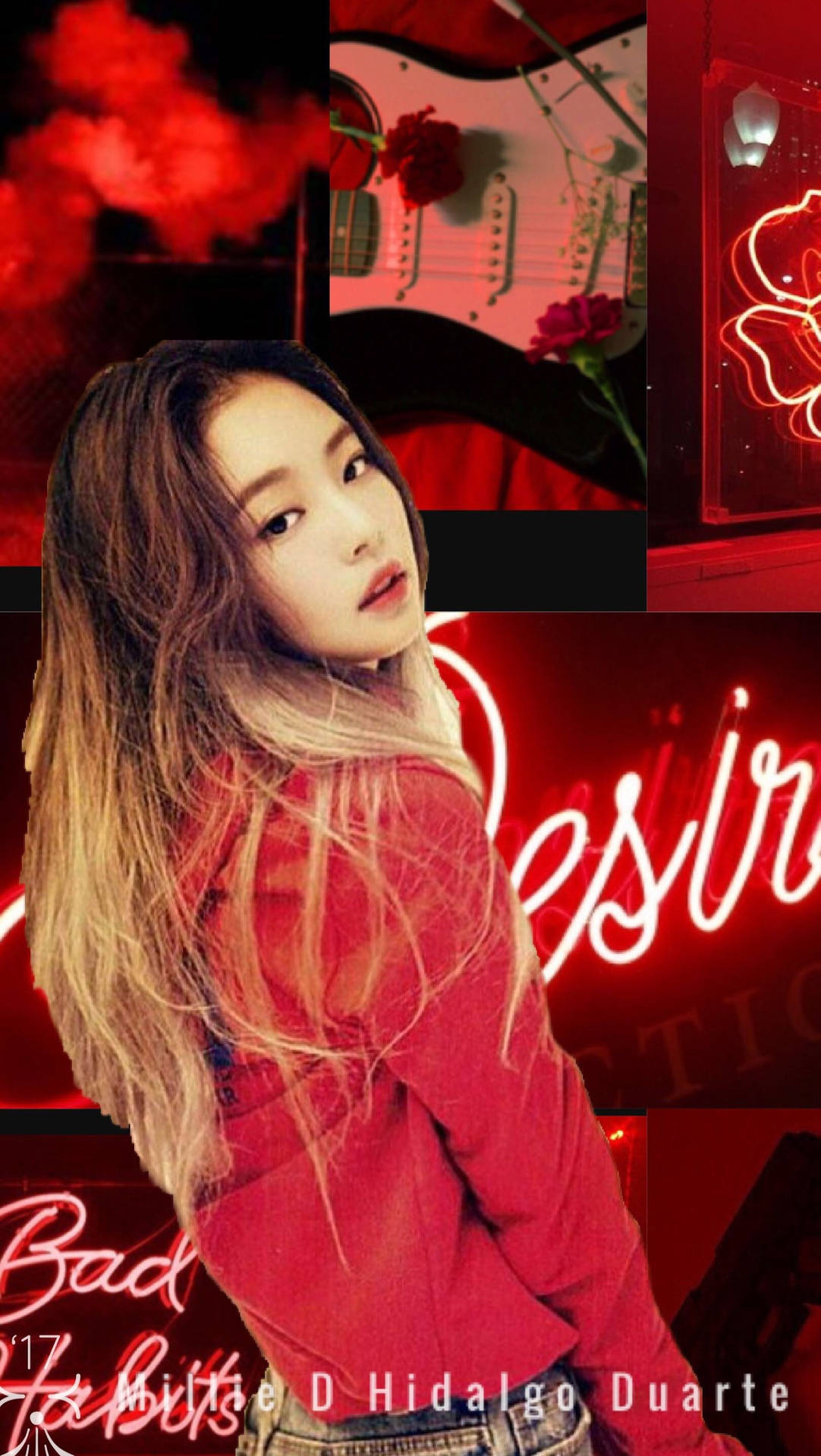 Jennie Kim On Red Aesthetic Background