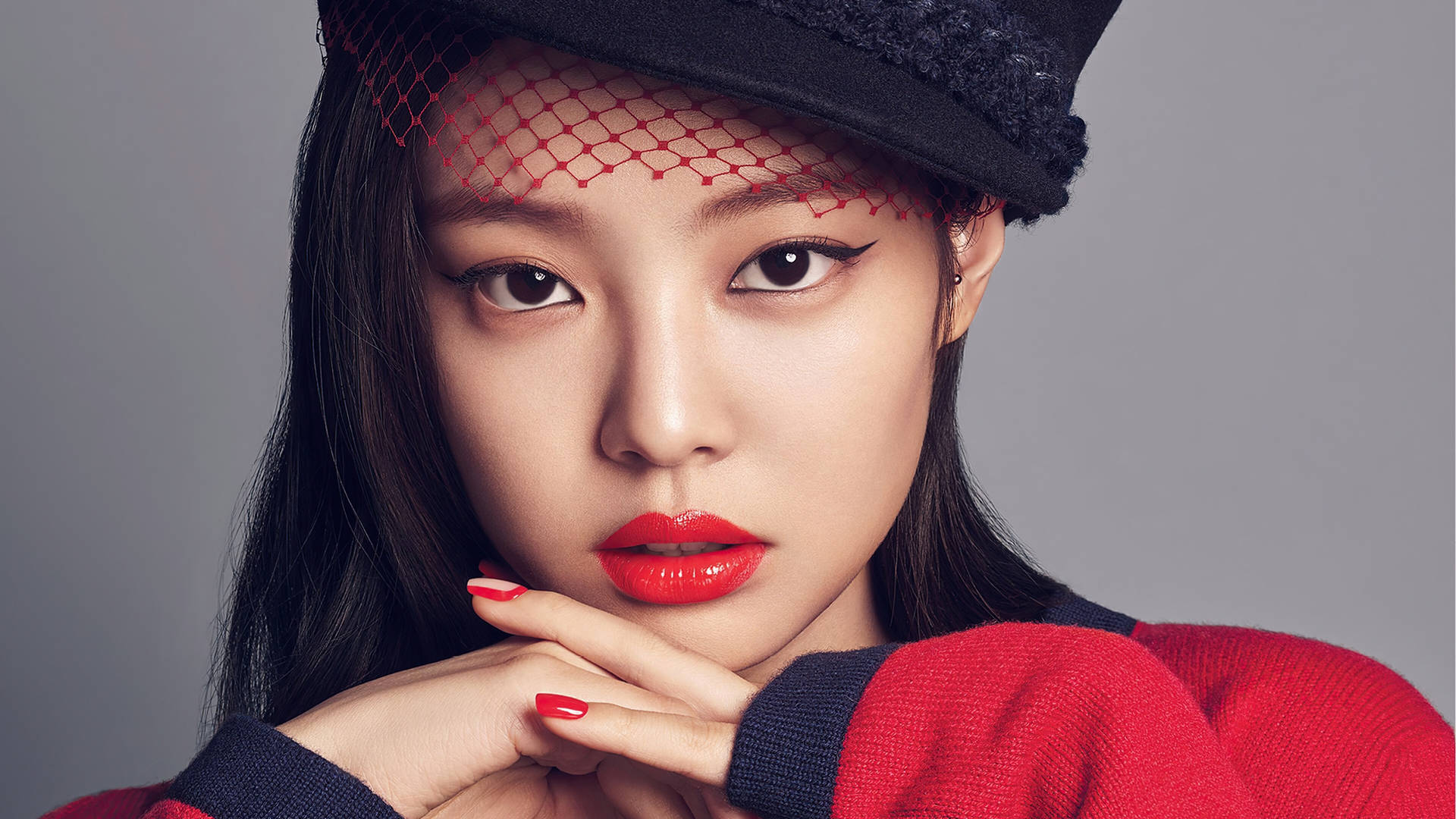 Jennie Kim On Red Stylish Look Background