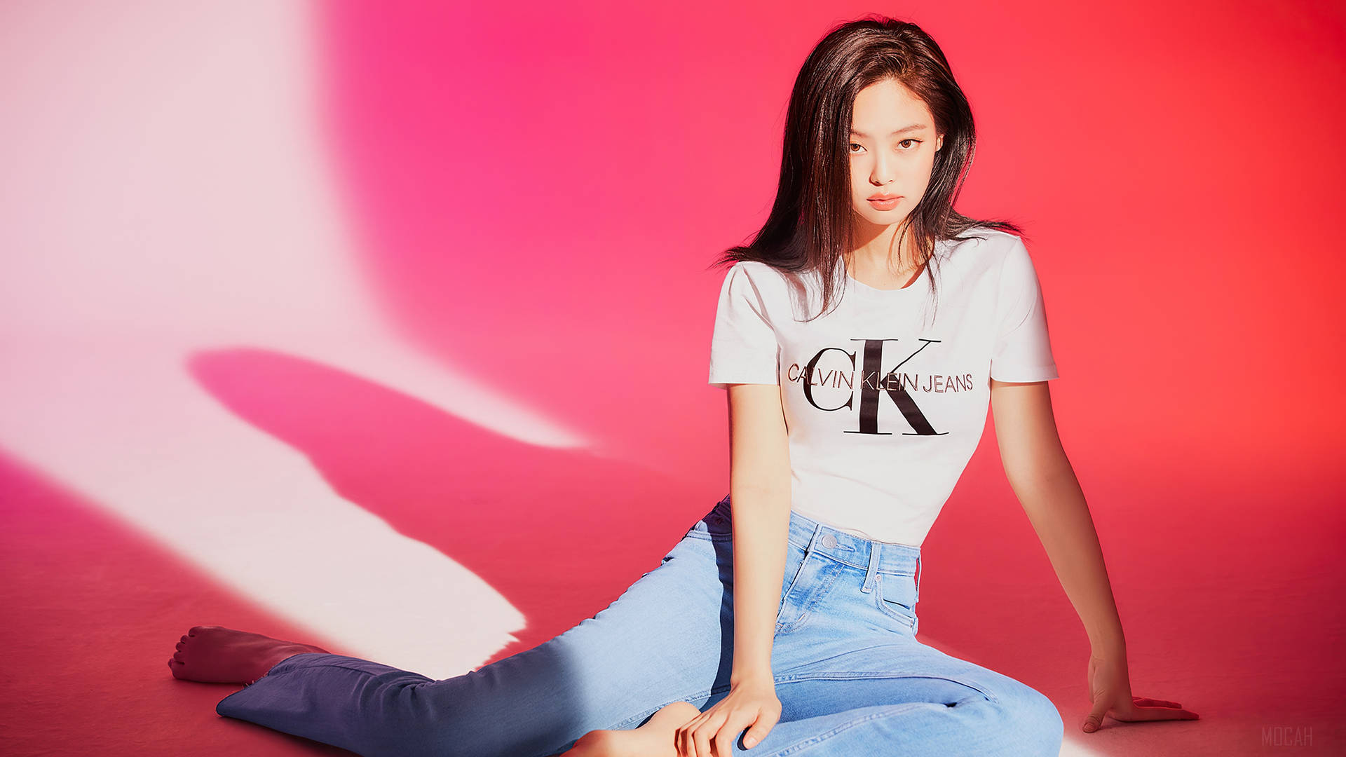 Jennie Wearing Calvin Klein Blouse Background