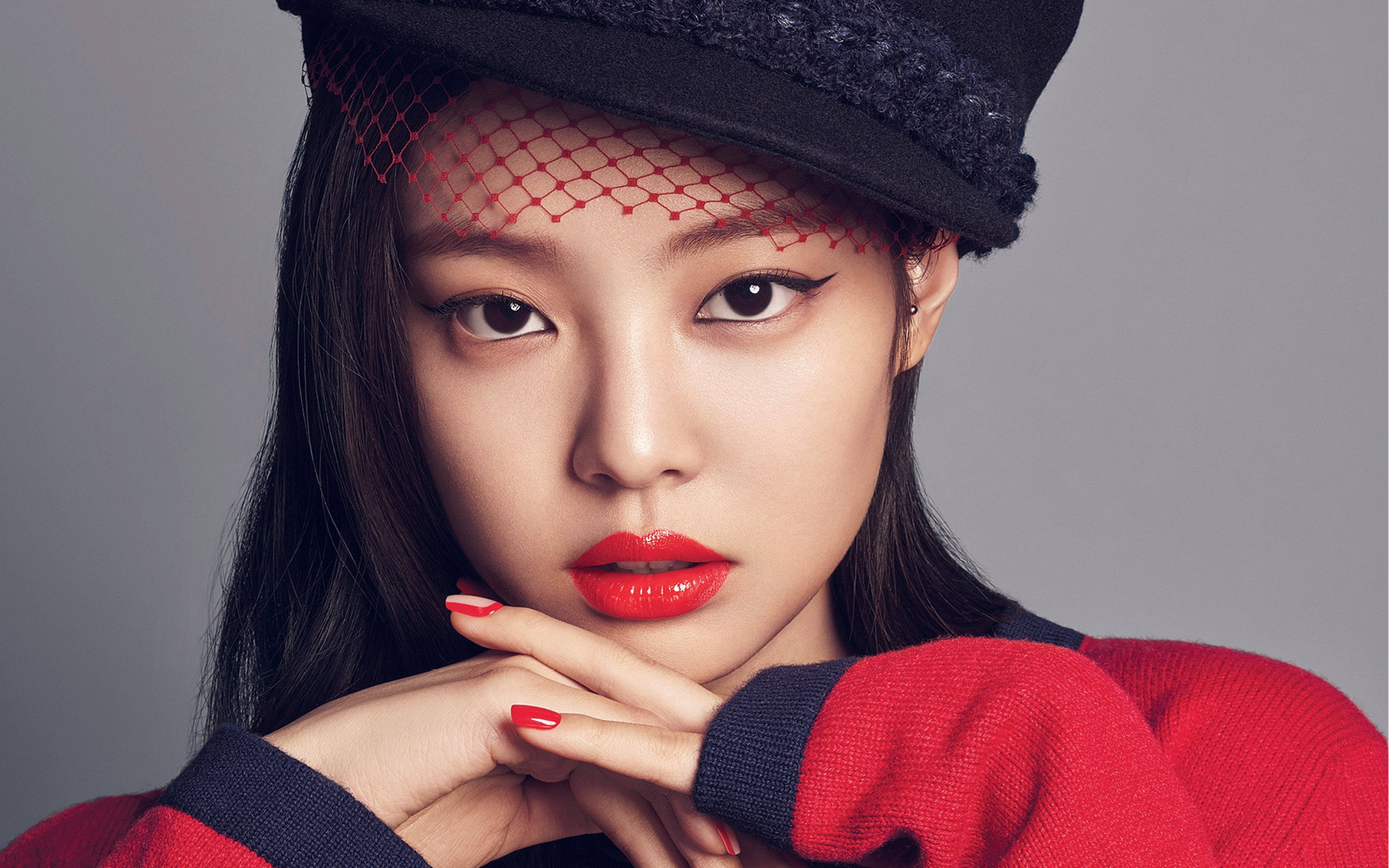 Jennie With Red Lipstick Blackpink Desktop Background