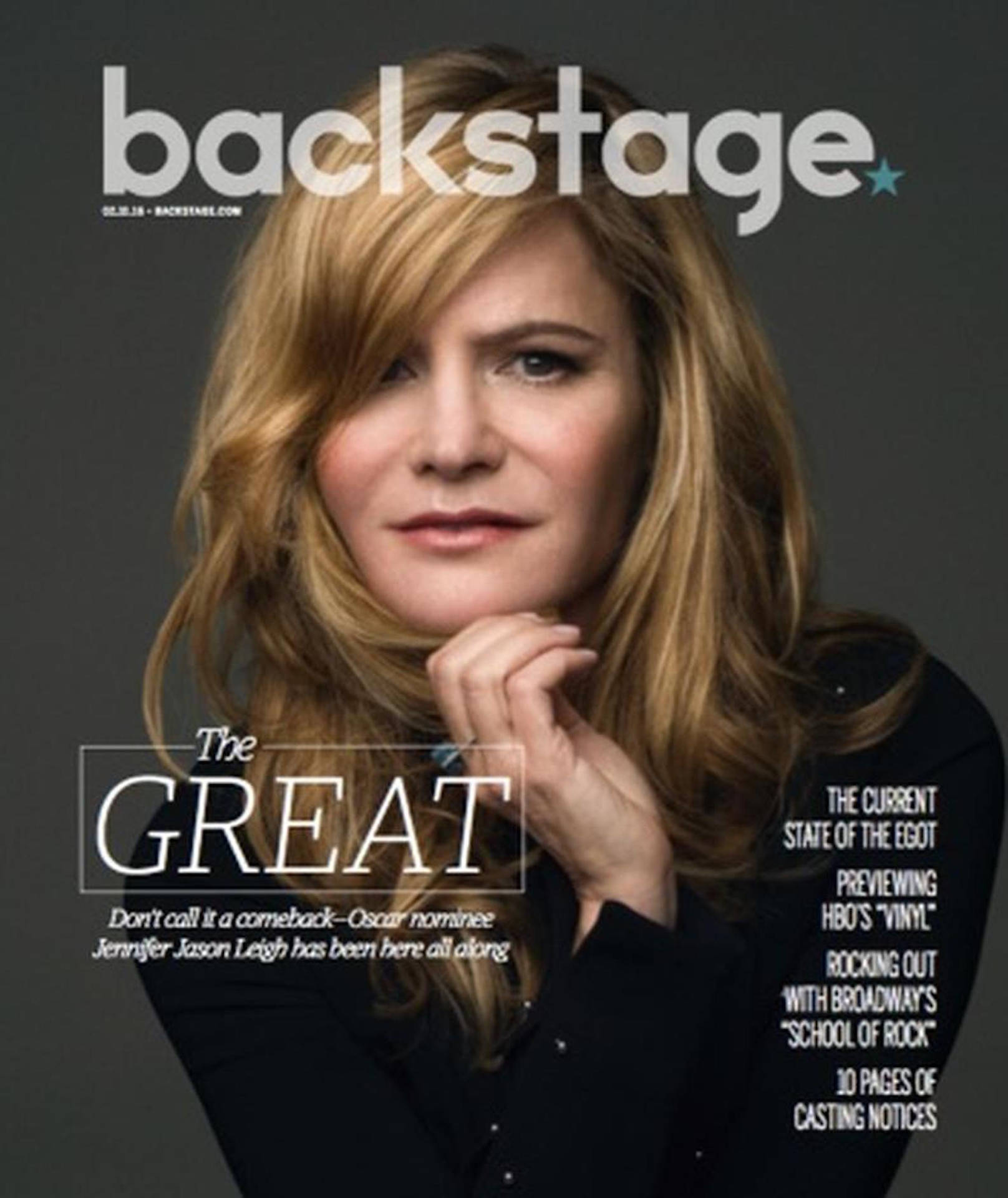 Jennifer Jason Leigh Backstage Magazine Background