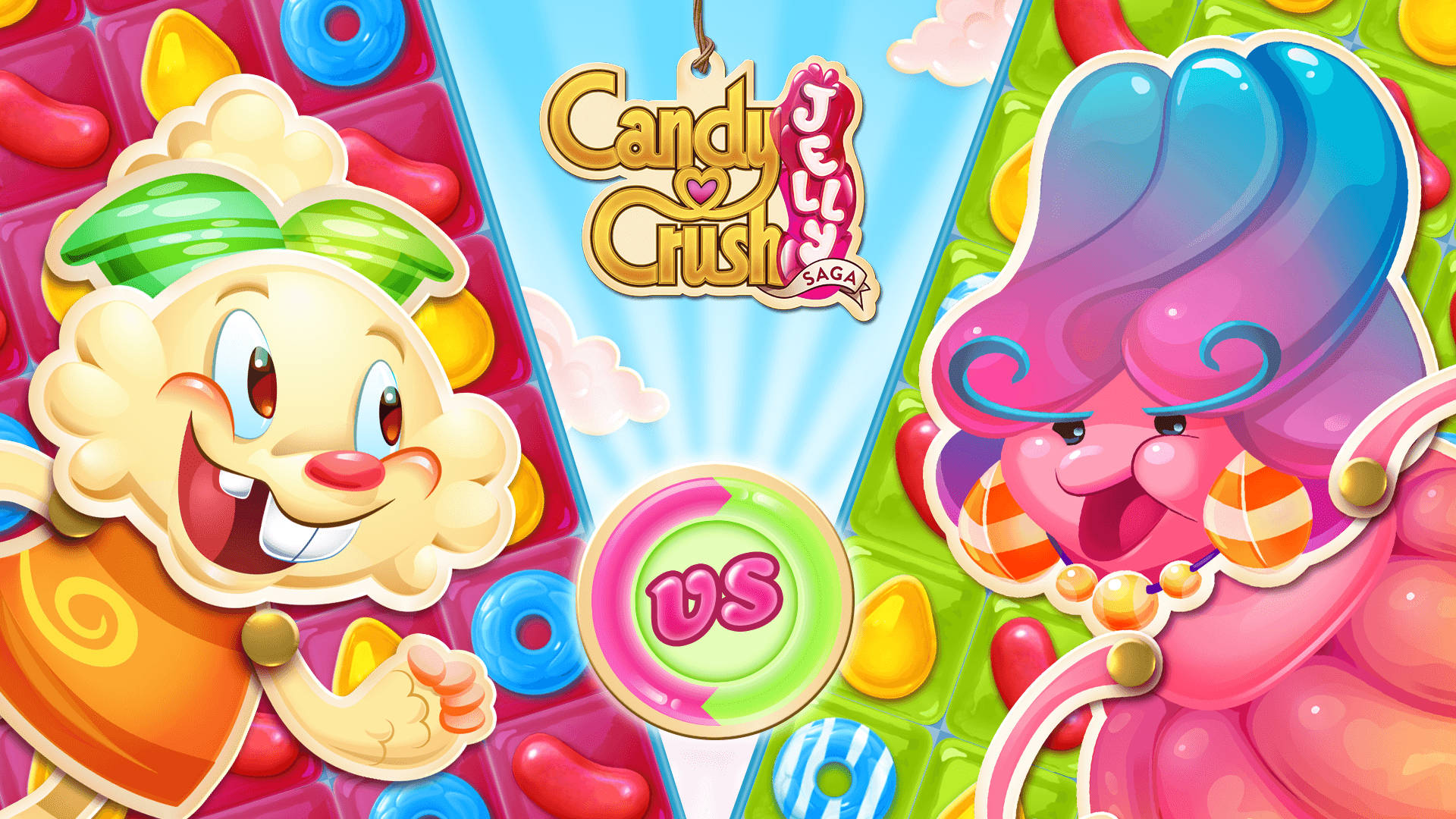 Jenny Versus Jelly Queen In The Candy Crush Saga Background