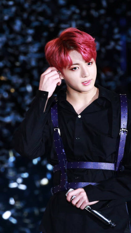 Jeon Jungkook In Red Hair Background