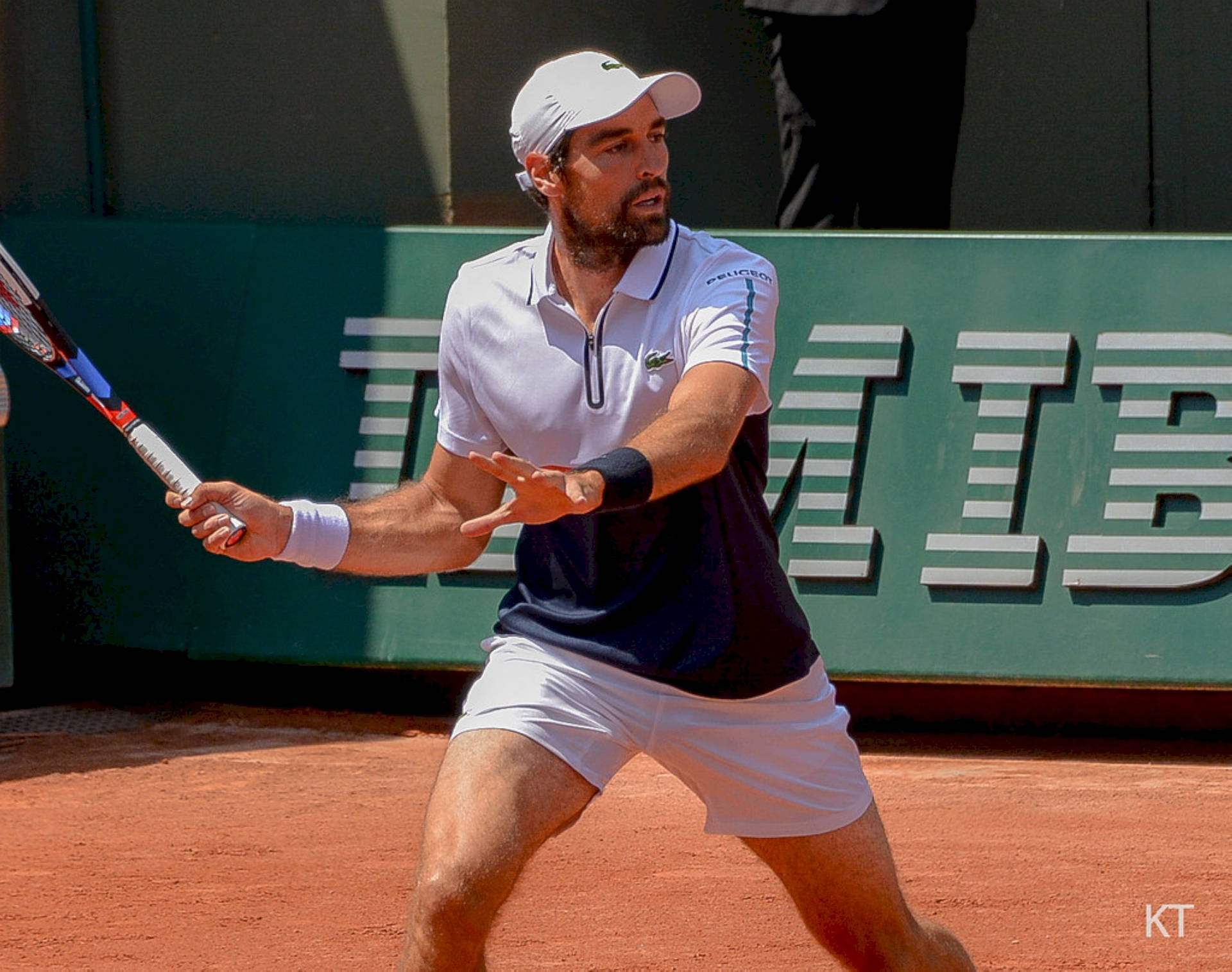 Jeremy Chardy In Action During A Competitive Match Background