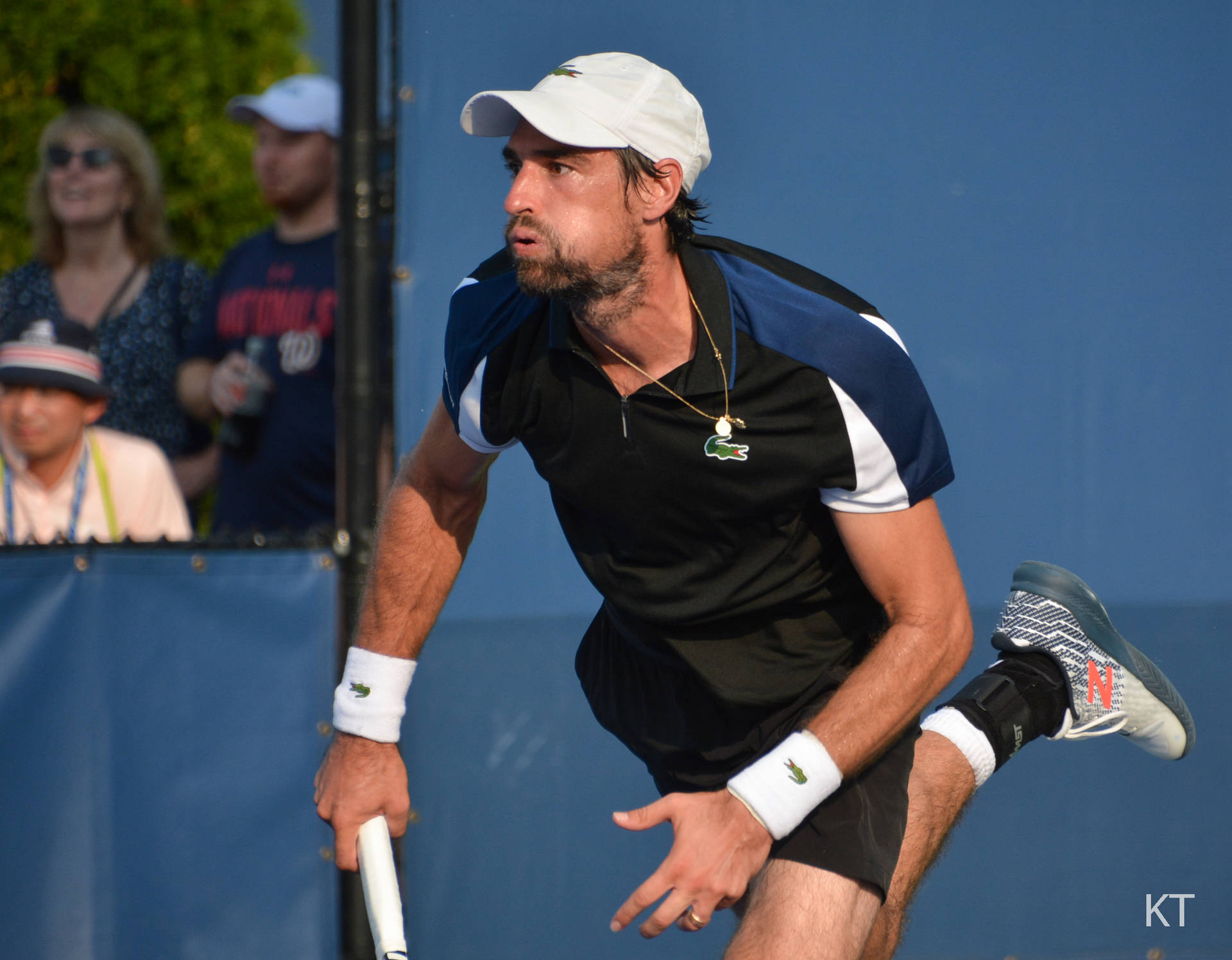 Jeremy Chardy In Action During A Tennis Match Background