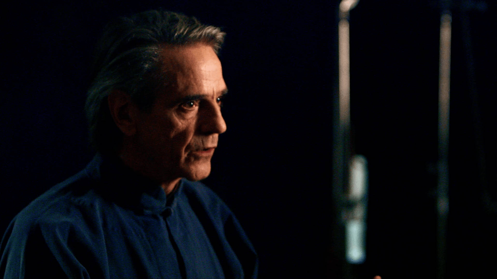 Jeremy Irons Interview In Dark Room Background