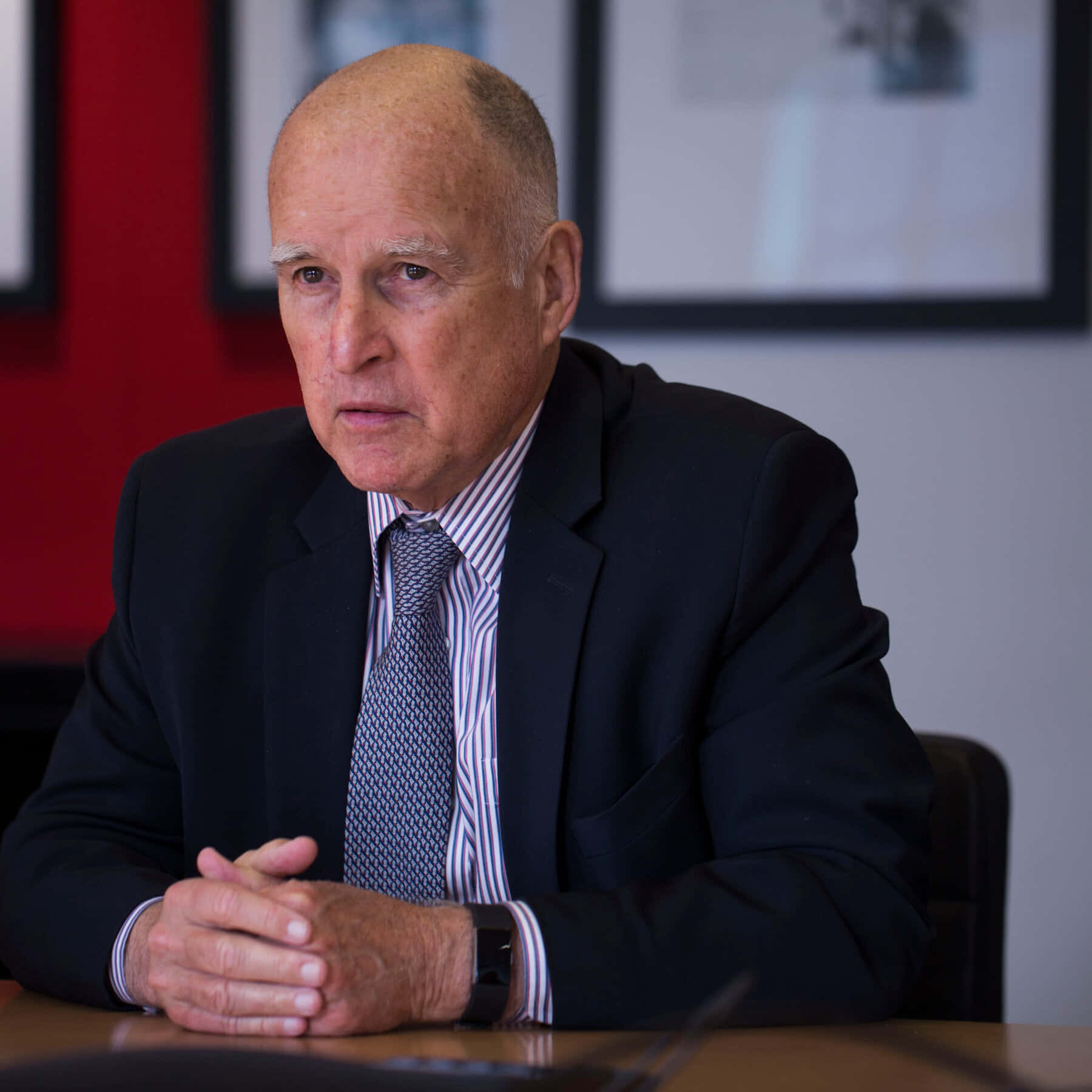 Jerry Brown Looks Serious Background