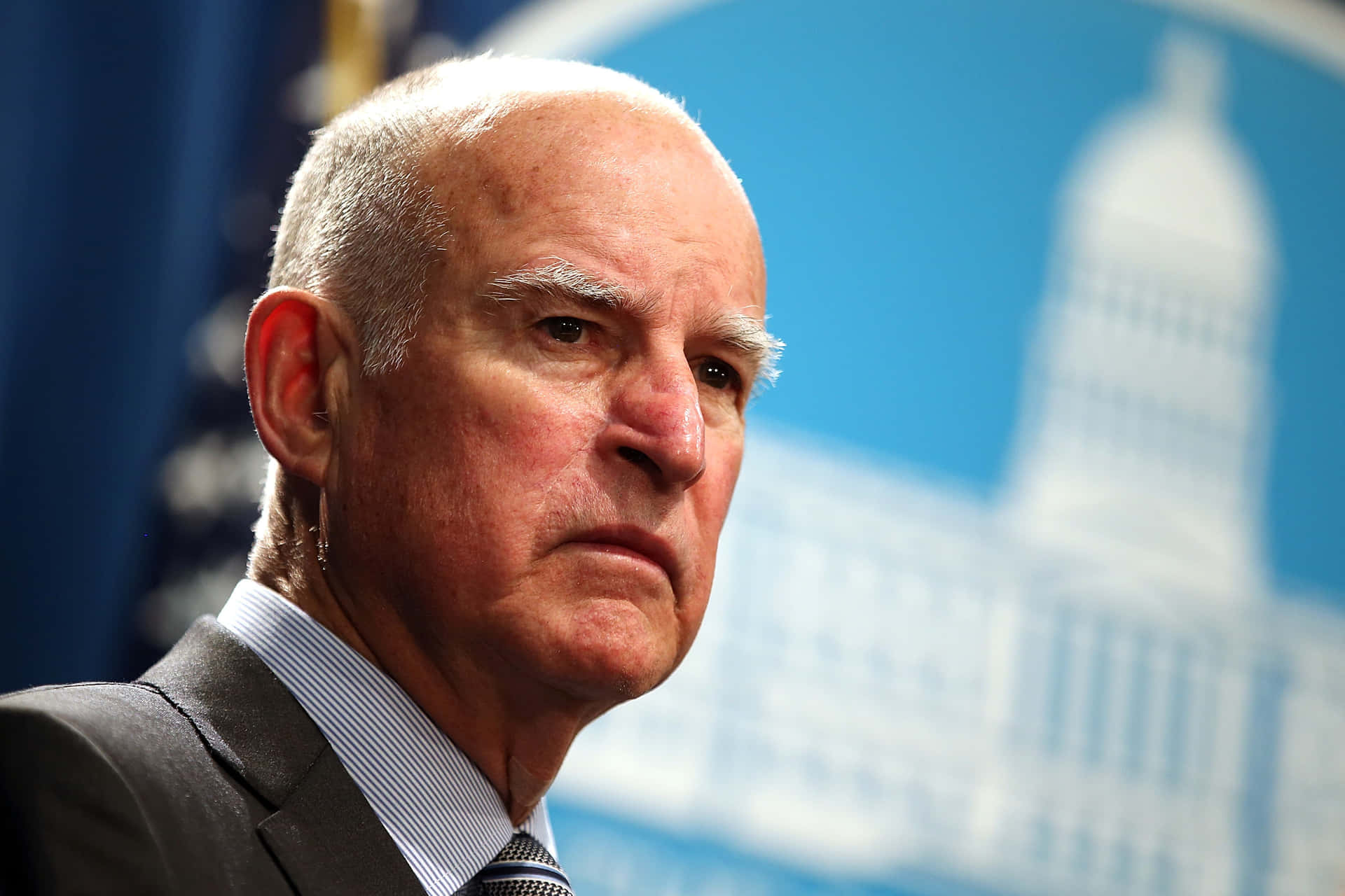 Jerry Brown Up-close Image Background