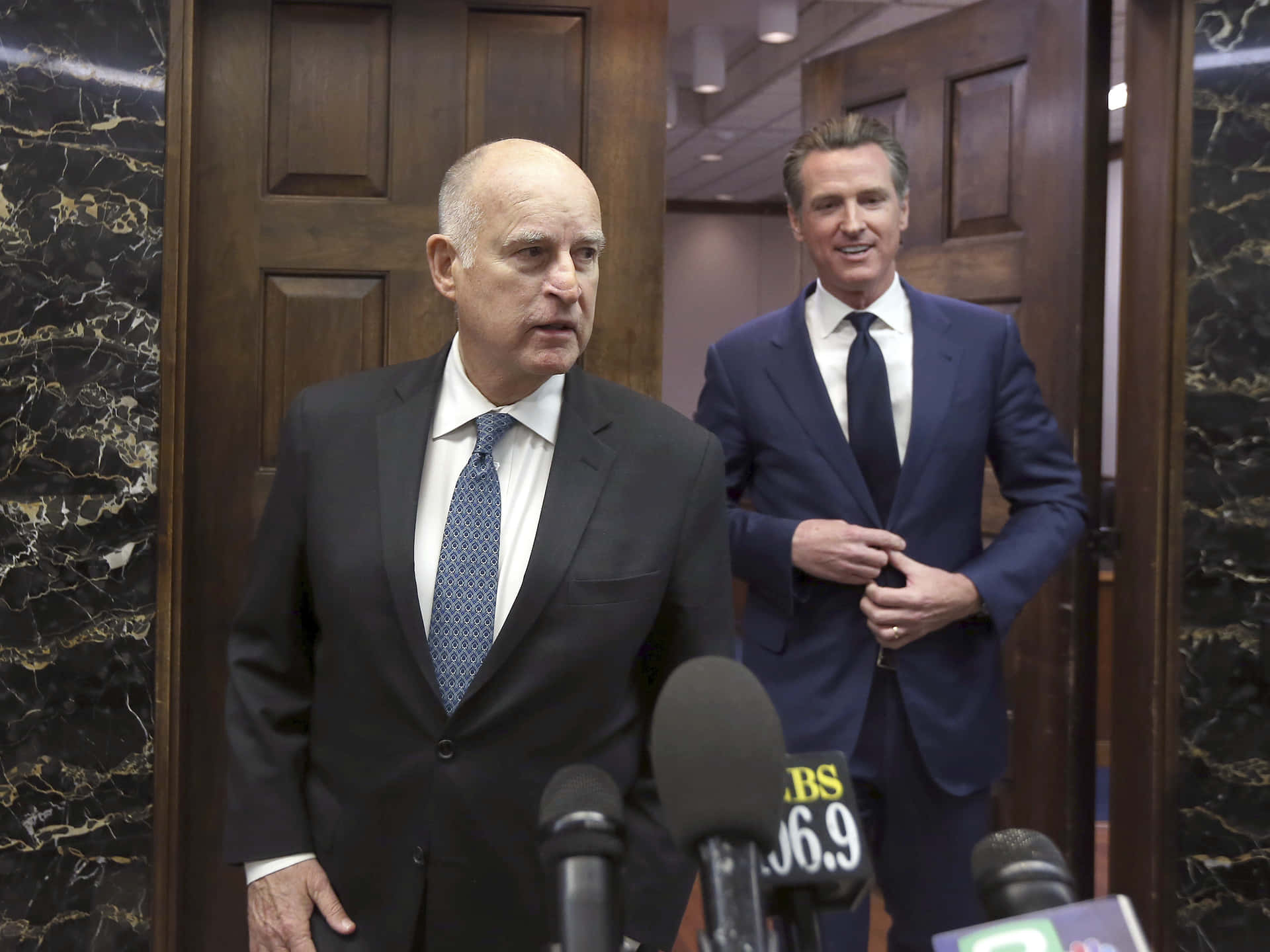 Jerry Brown With Gavin Newsom Background