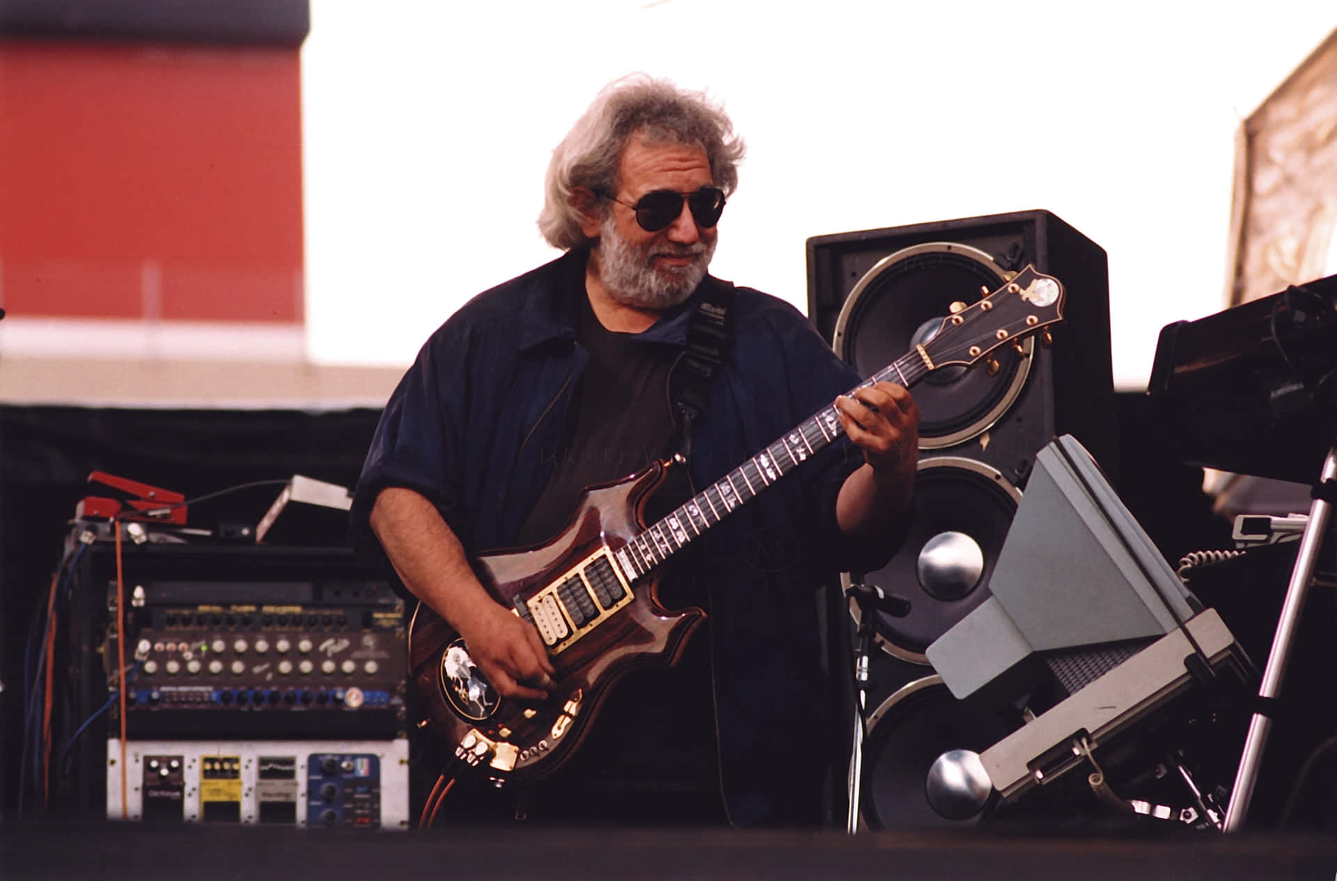 Jerry Garcia Playing Guitar Onstage Background