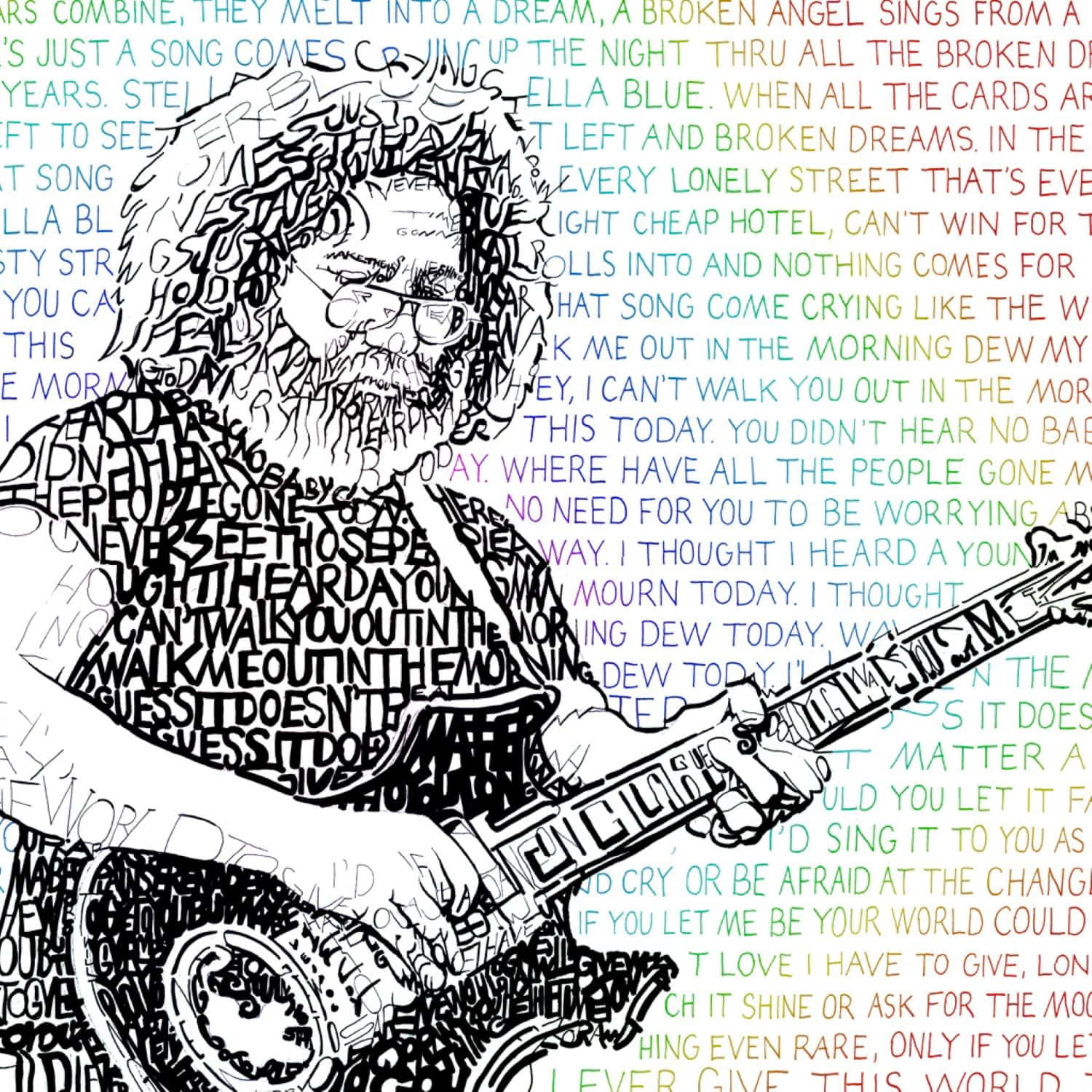 Jerry Garcia Playing Guitar Sketch