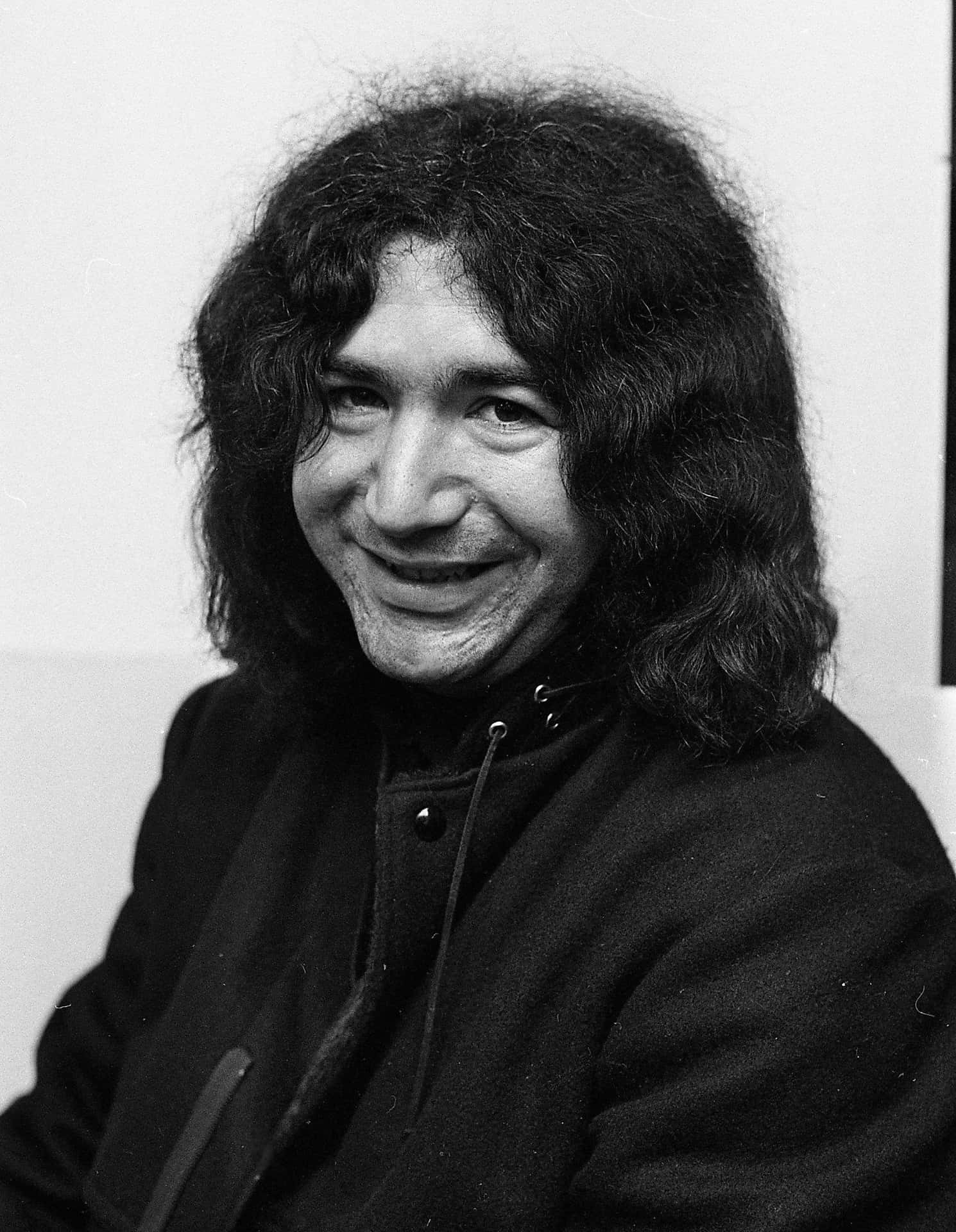 Jerry Garcia Smiling Portrait Blackand White Background