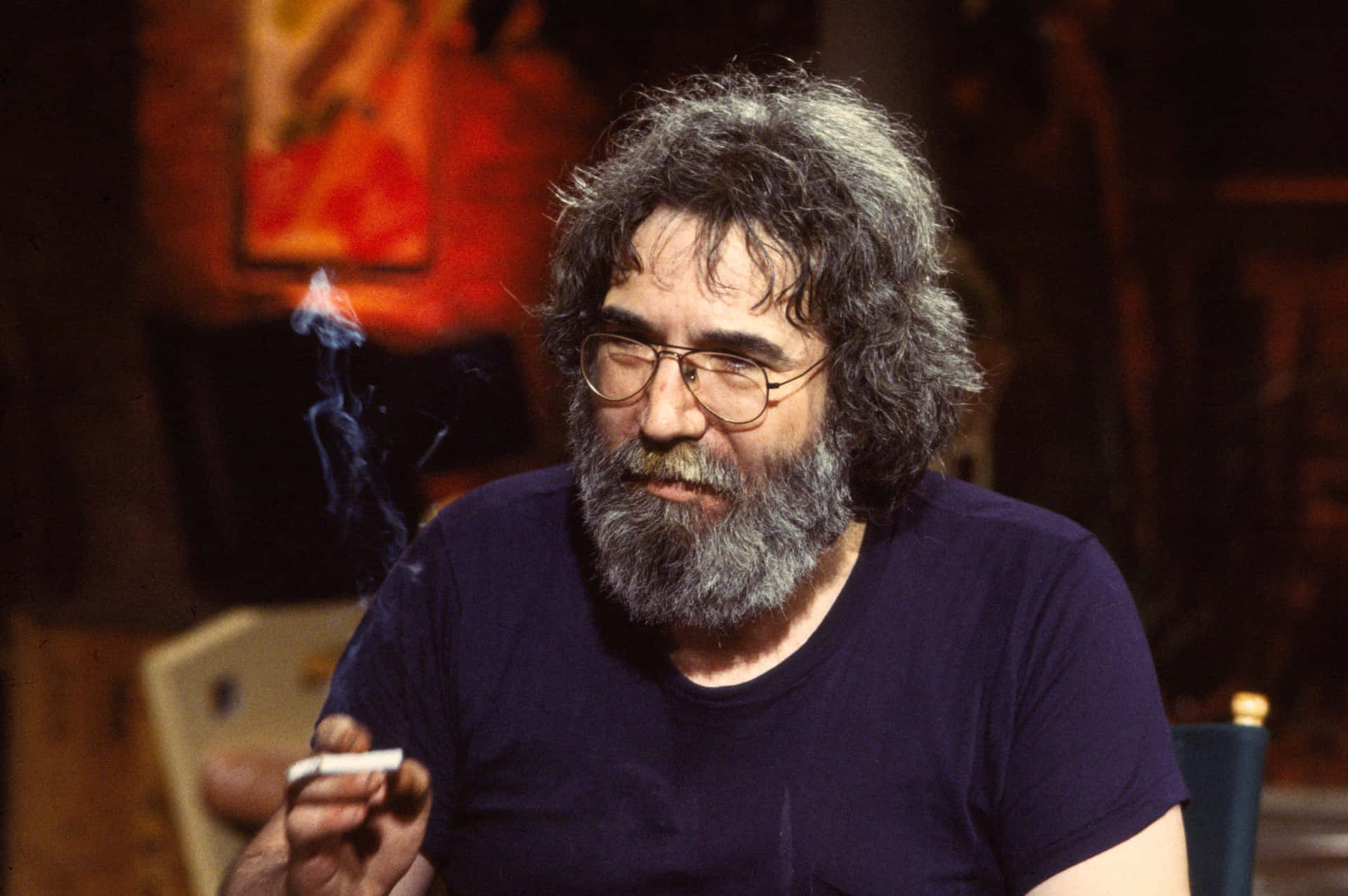 Jerry Garcia Smoking Candid Background