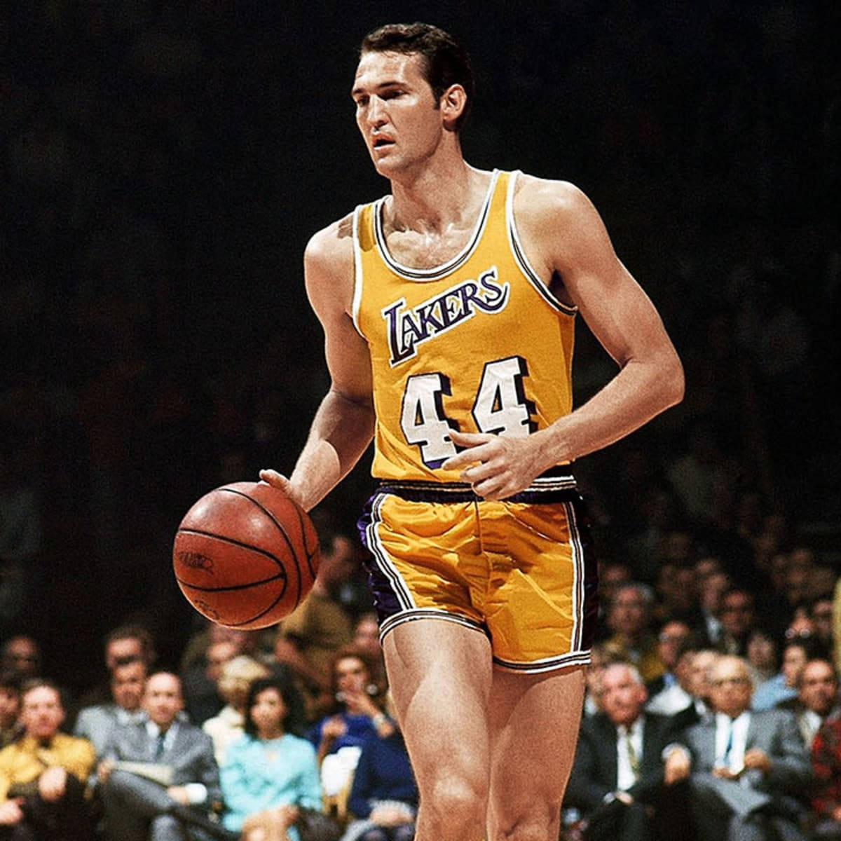 Jerry West Basketball Dribble 1969 Nba Finals Background