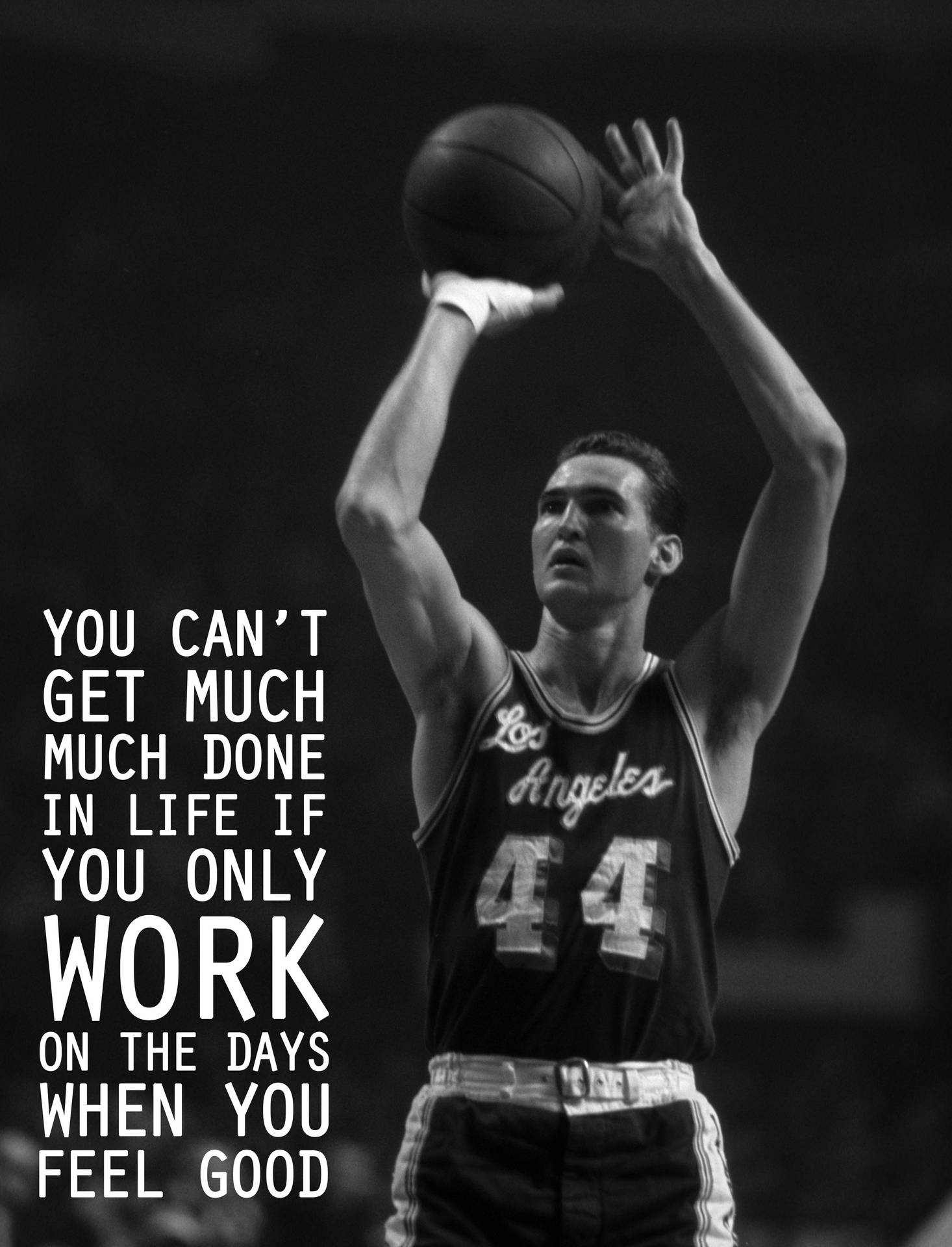 Jerry West Mr. Clutch Basketball Sports Quote Background