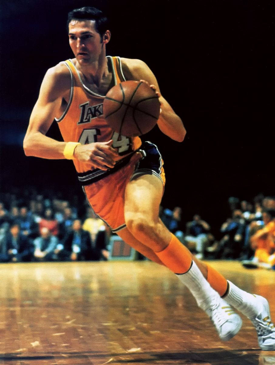 Jerry West Nba Player The Logo Pose Background