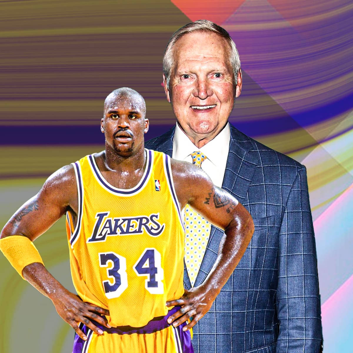 Jerry West Shaquille O'neal Poster Art Background