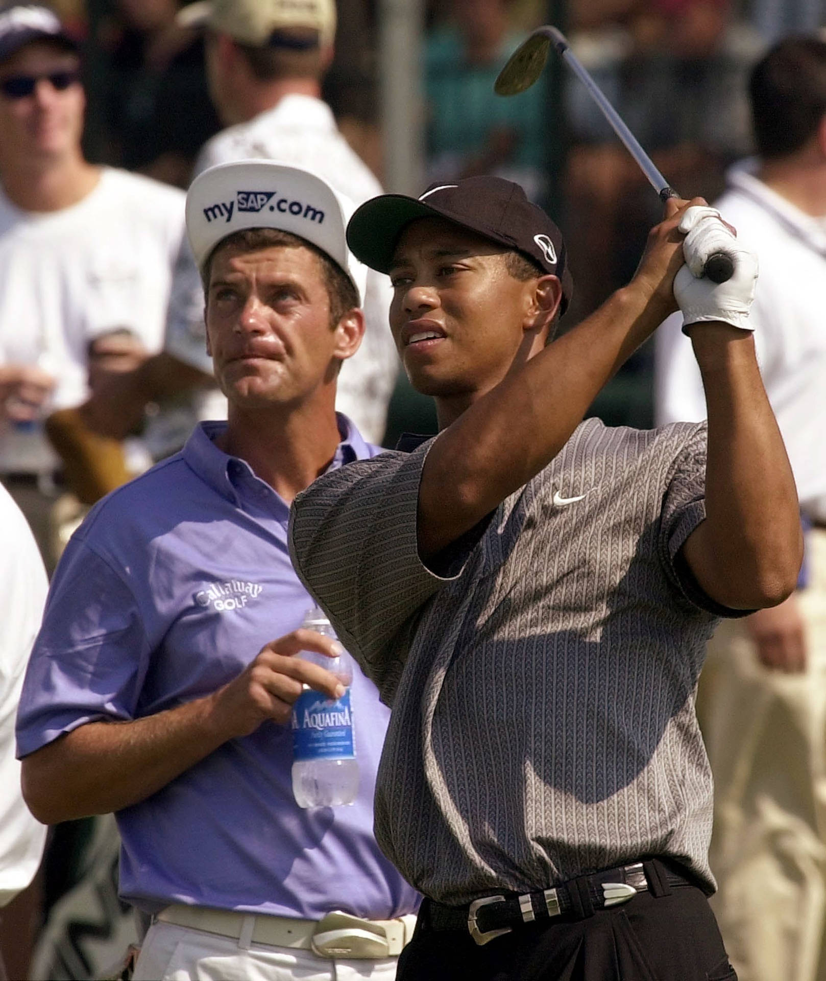 Jesper Parnevik With Tiger Woods Background