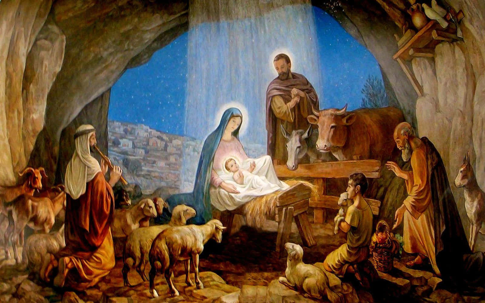 Jesus At Christmas, Celebrating The Birth Of The Lord Background