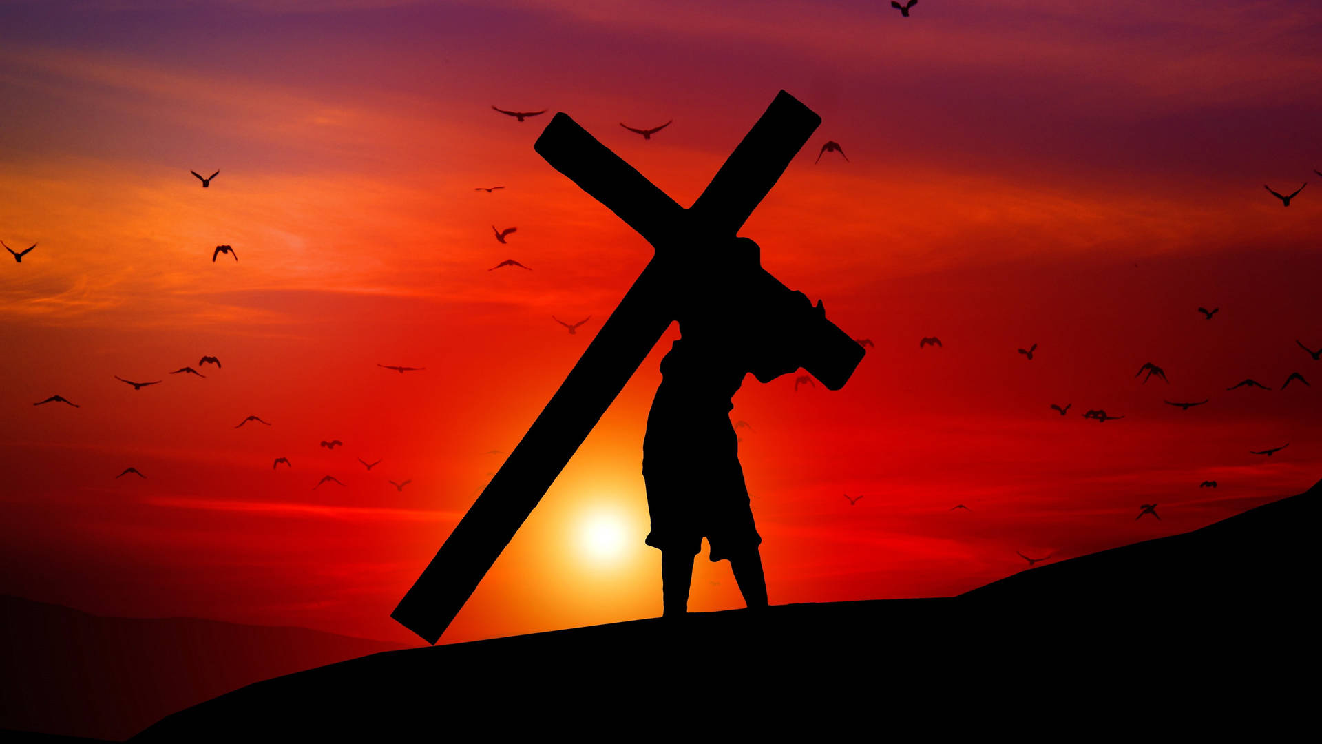 Jesus Christ Carrying A Cross Background