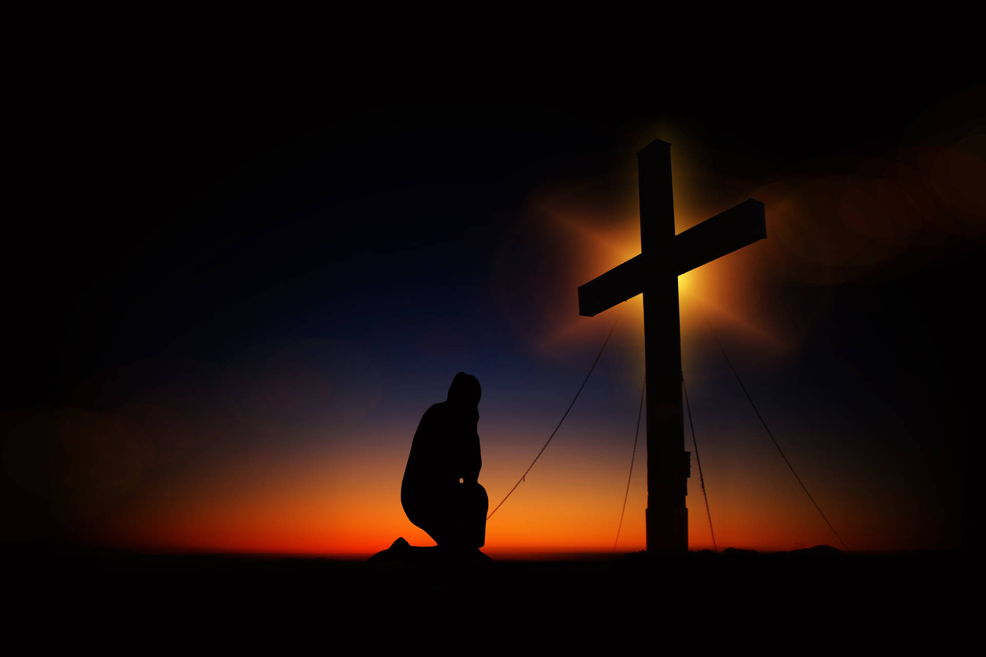 Jesus Christ Cross Silhouette Background
