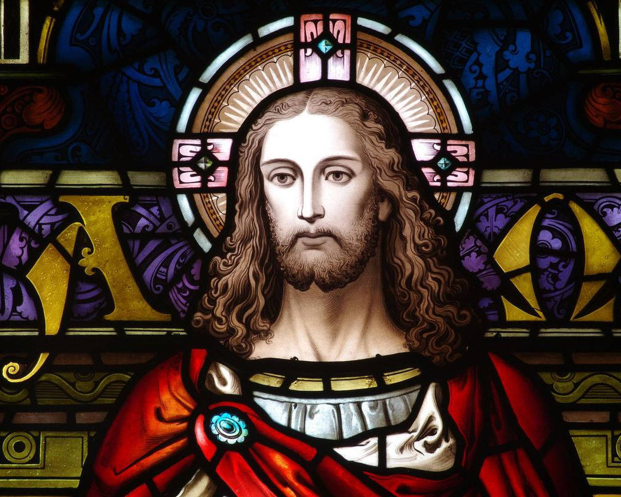 Jesus Christ Of The Christianity Religion In A Stained Glass