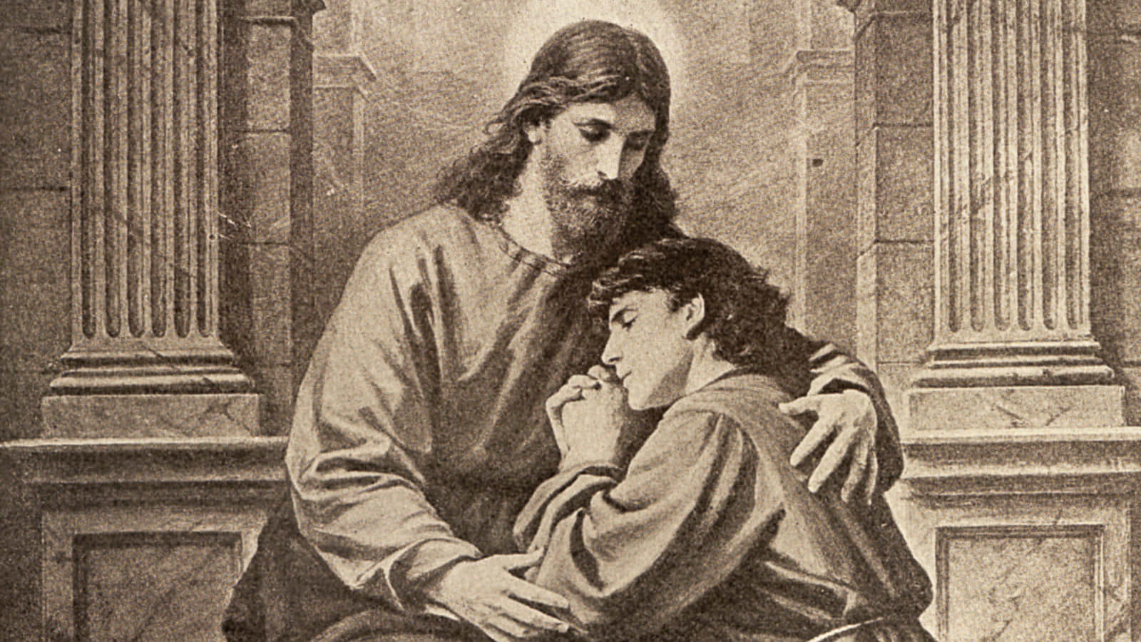 Jesus Comforting A Contrite Person Background