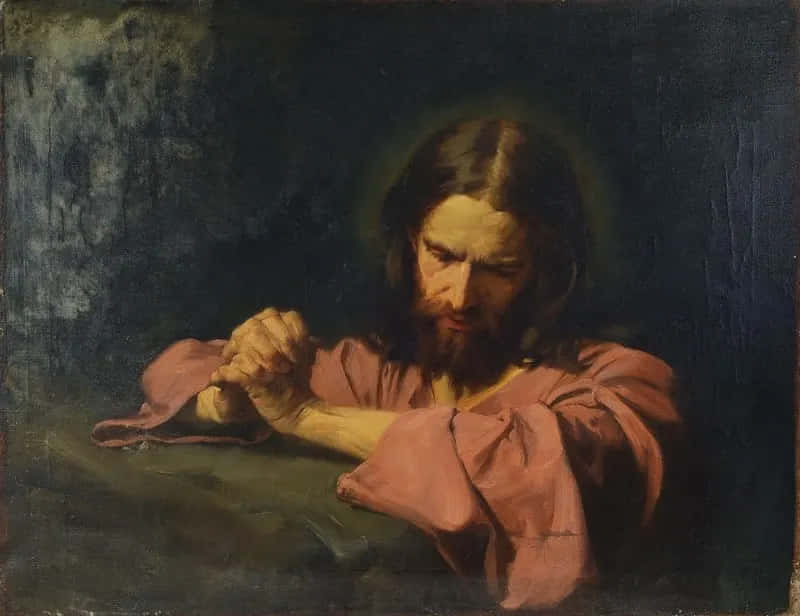 Jesus Deeply Immersed In Prayer Background