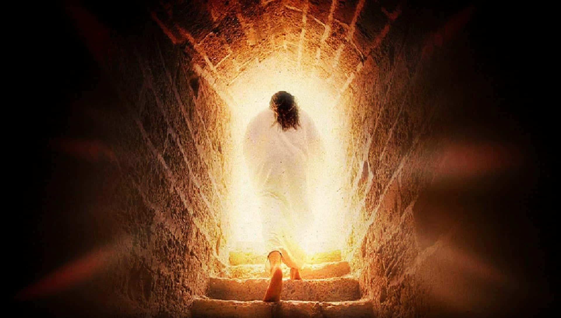 Jesus Exiting An Empty Tomb Background