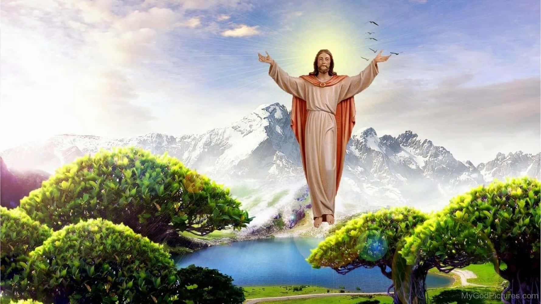 Jesus In Heaven Paradise Background