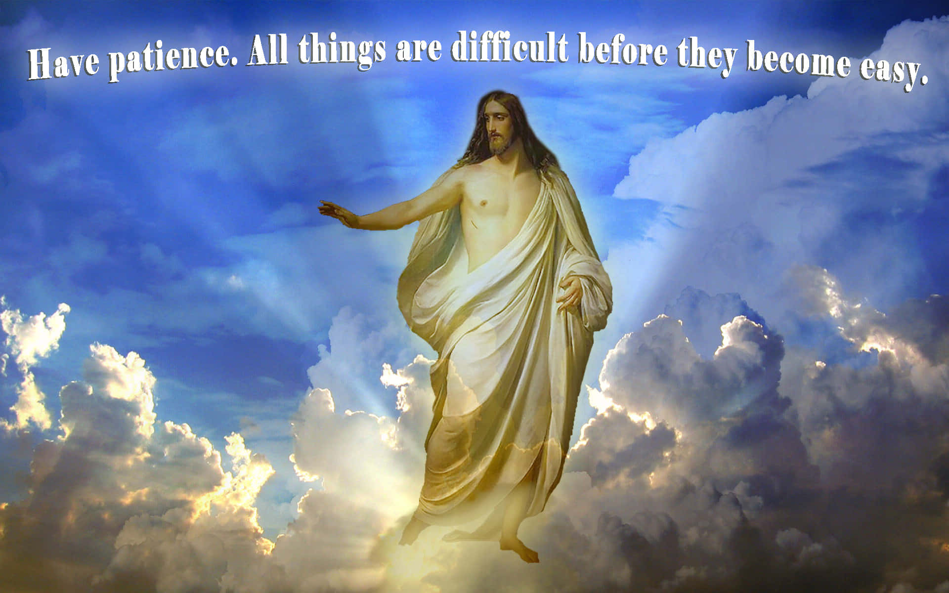 Jesus In Heaven With Typography Background