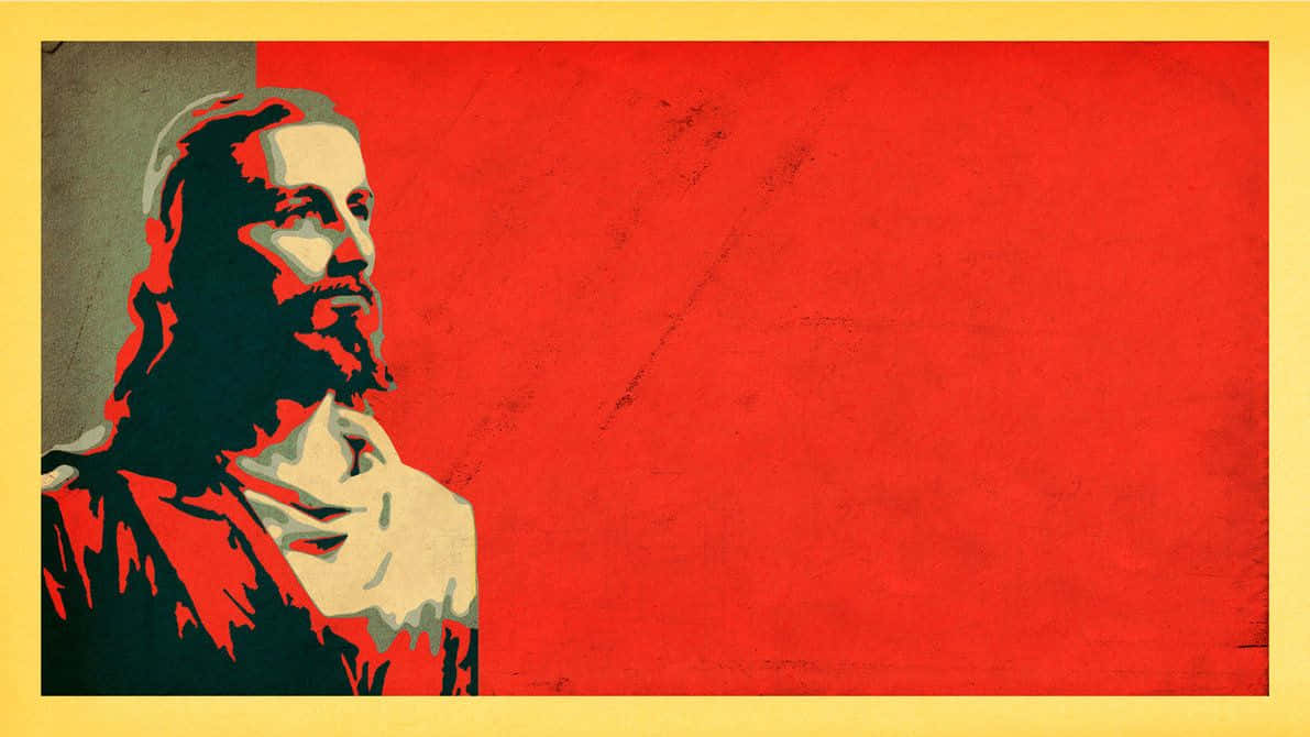 Jesus In Red And Yellow Background