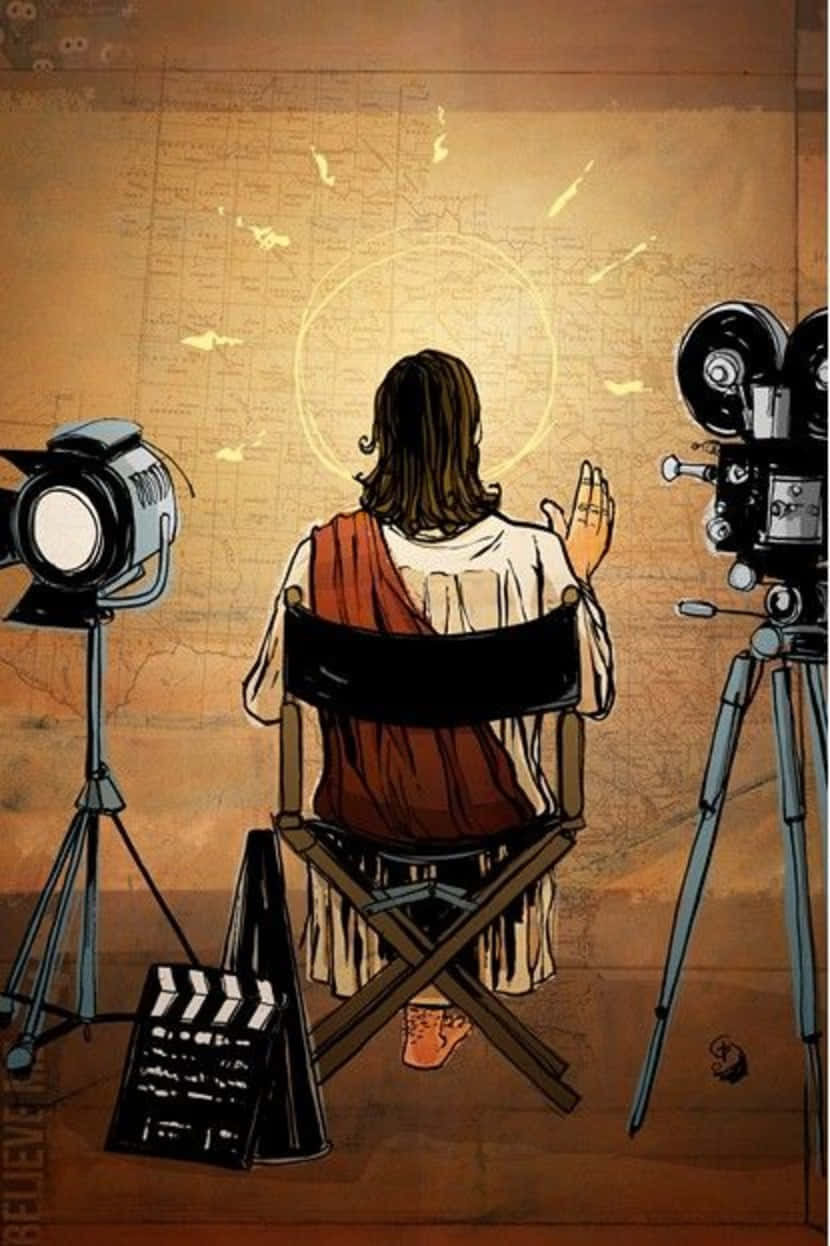 Jesus In The Director's Chair Background