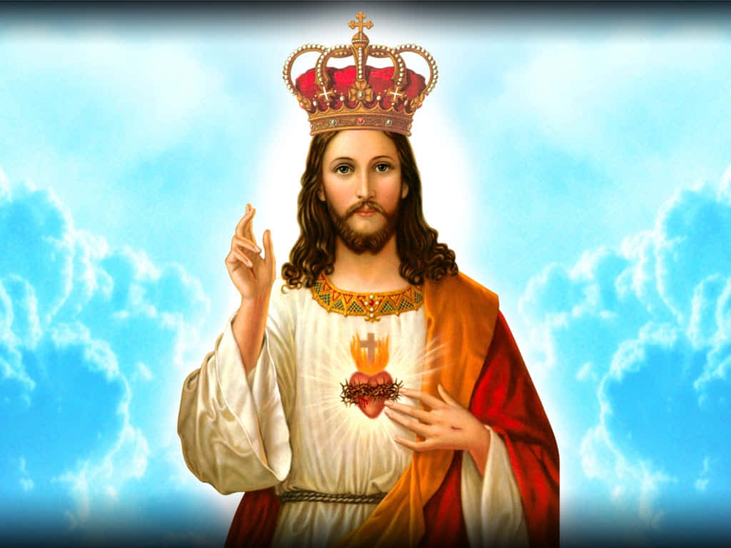 Jesus Is King In Blue Clouds Background