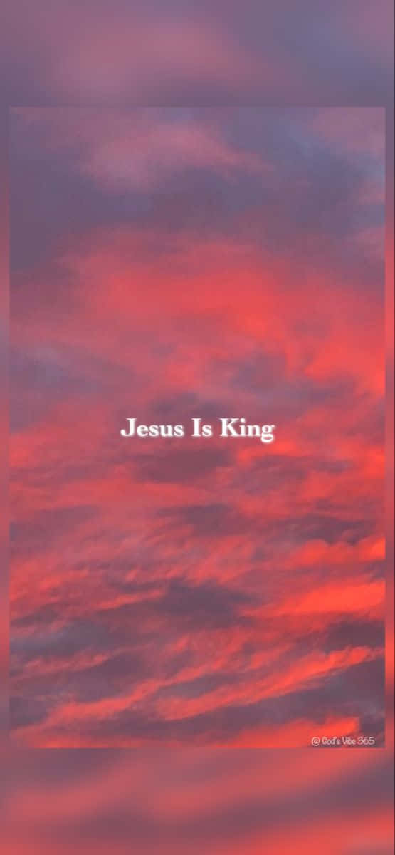 Jesus Is King In Red Clouds Background