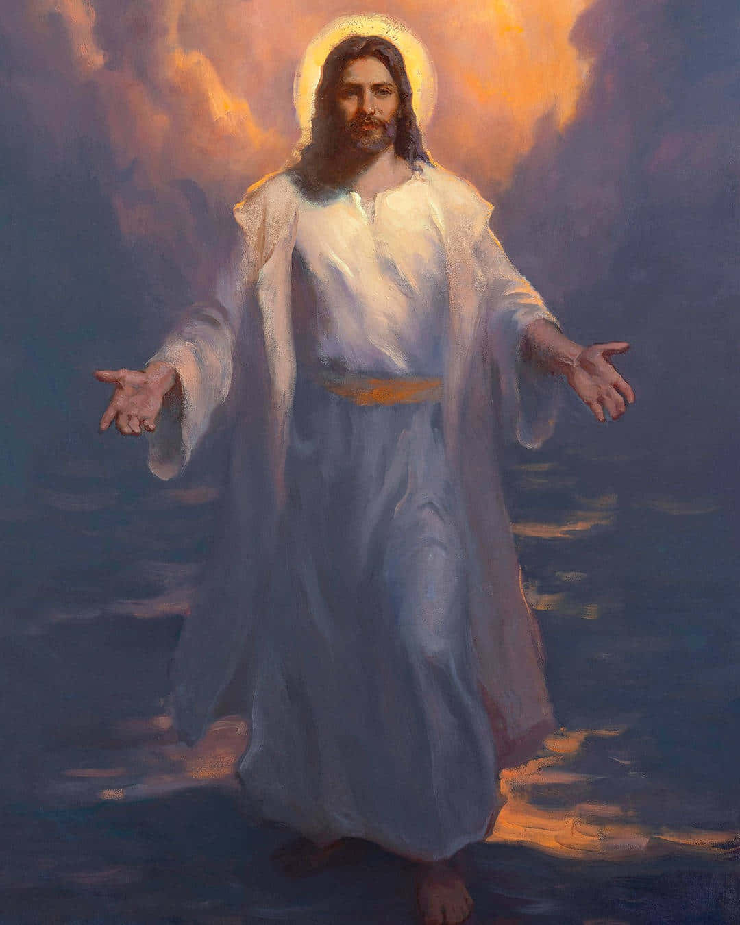 Jesus Is King Walking On Water Background