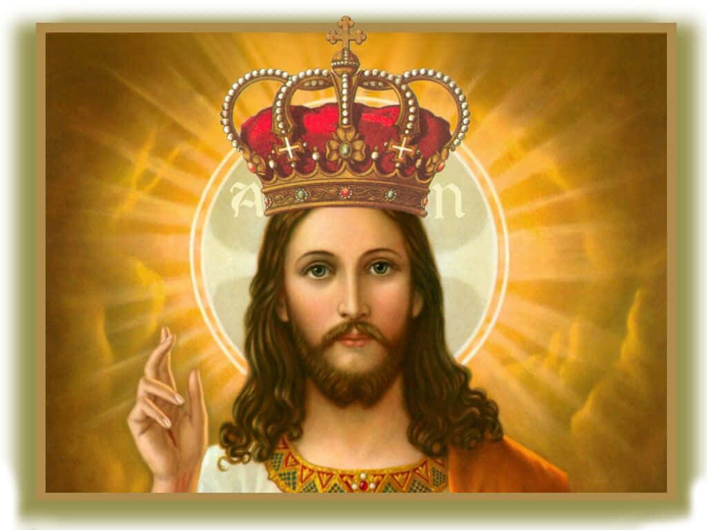 Jesus Is King With Red Crown Background