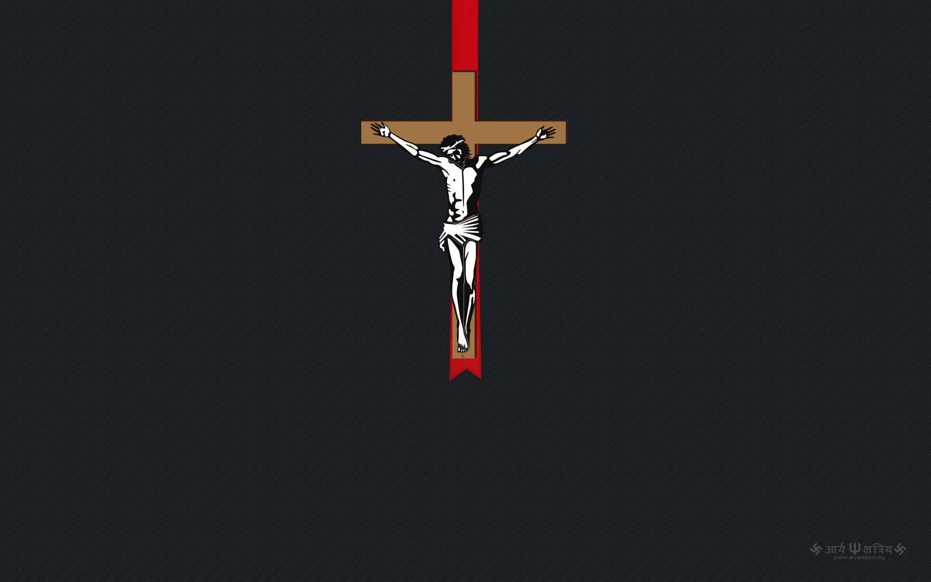 Jesus On Cross Artwork With Gray Background